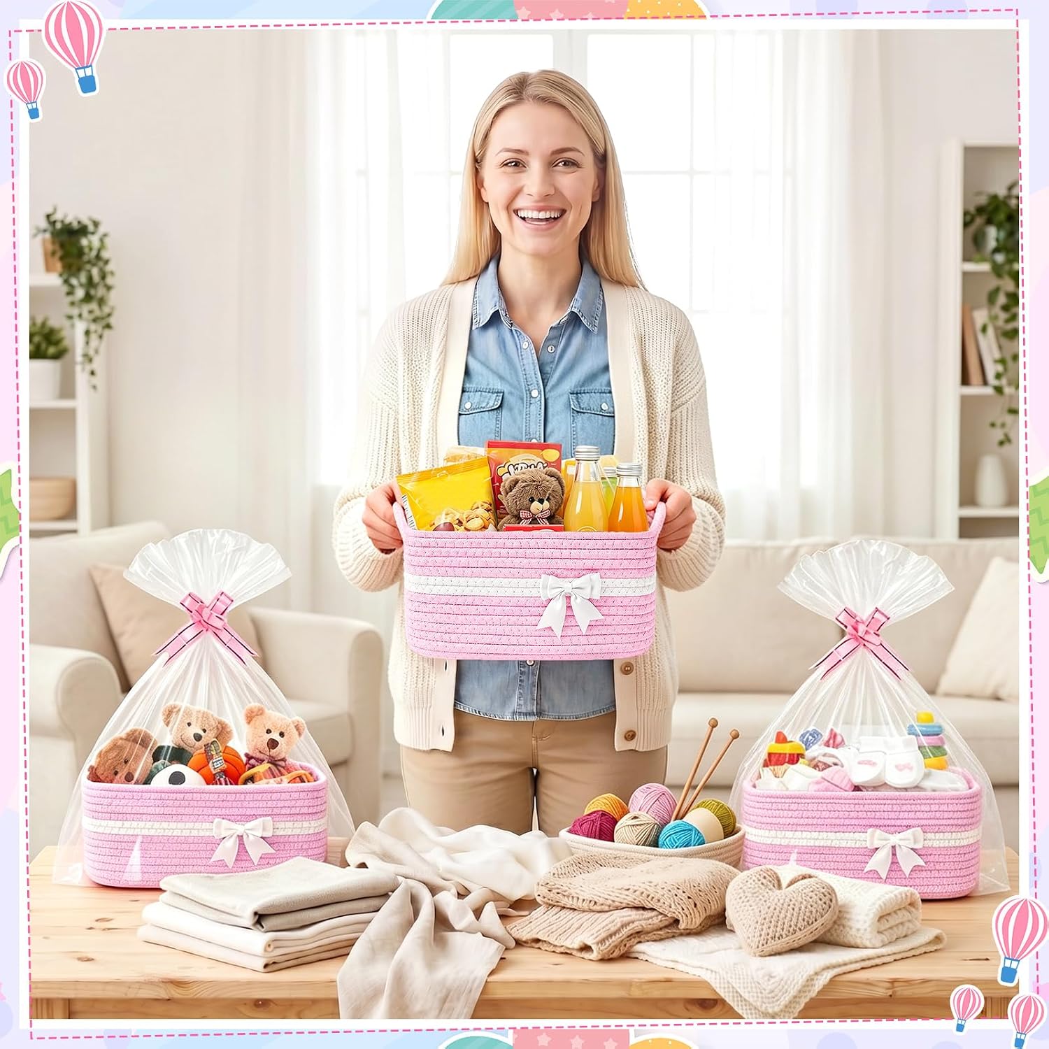Detalle 1 de Mkway Cotton Rope Gift Baskets 12x8x5