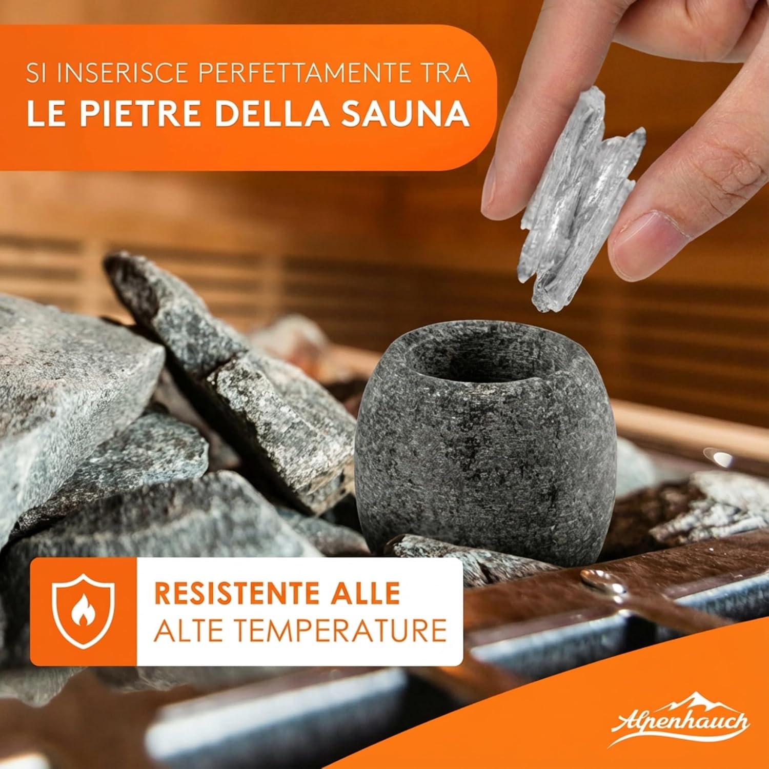 Detalle de ALPENHAUCH Uovo per Sauna in Pietra Ollare 5x5 cm: profumo intenso e sicurezza