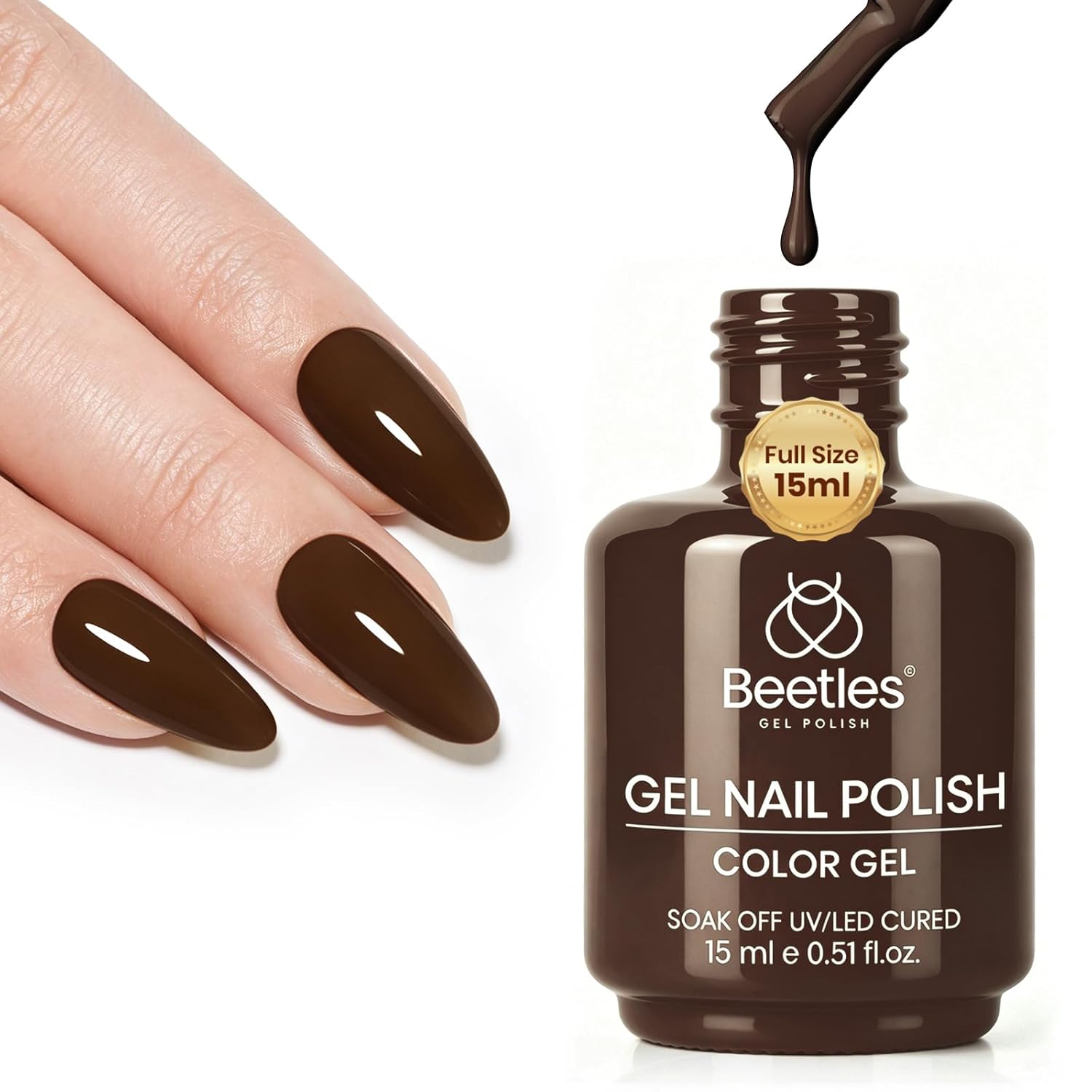 Detalle de Beetles Brown Gel Nail Polish 15 mL