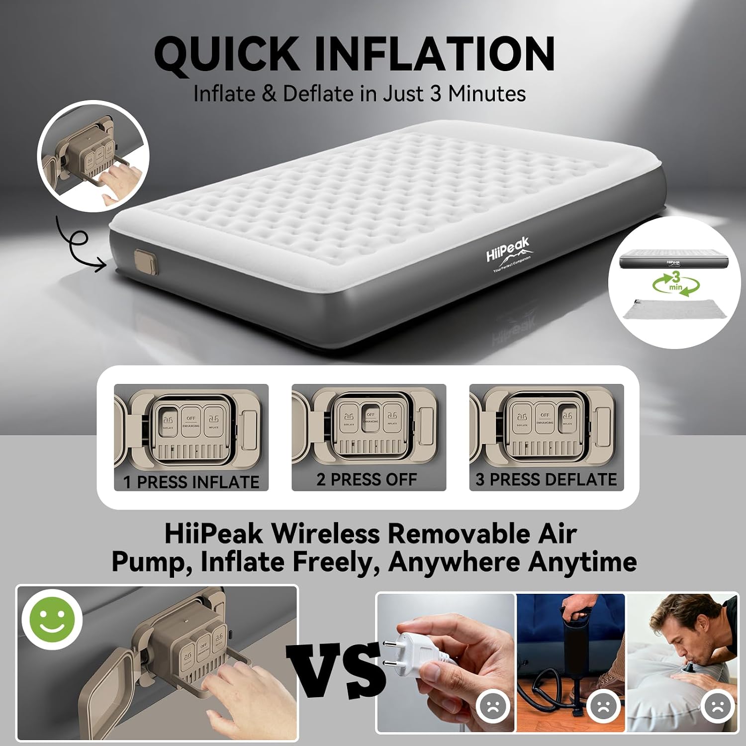 Detalle 2 de HiiPeak Inflatable Mattress 190x150cm