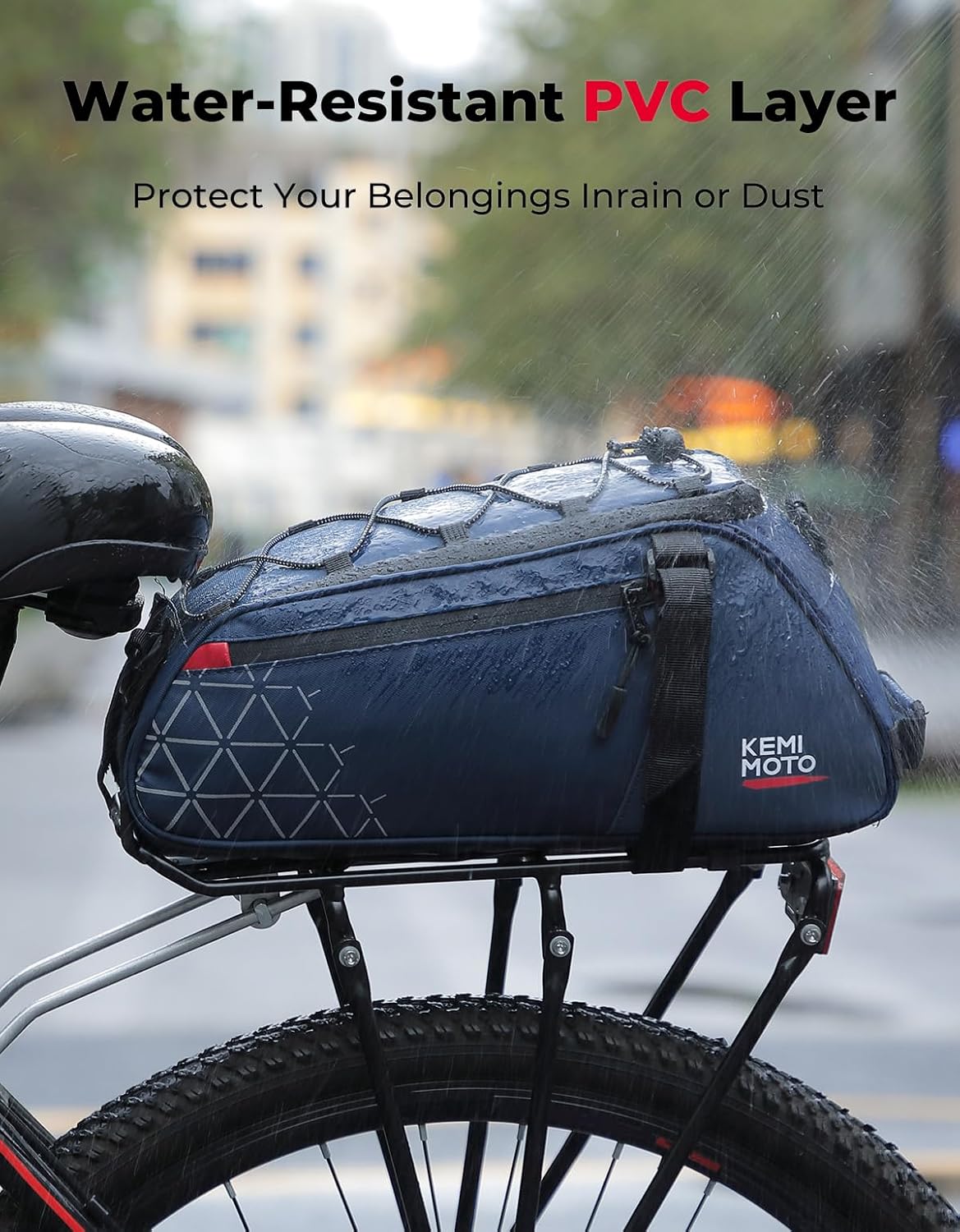 Detalle de KEMIMOTO 2 in 1 Borse per Bici 8L: Borsa posteriore impermeabile in PVC, doppia funzione e portabilità