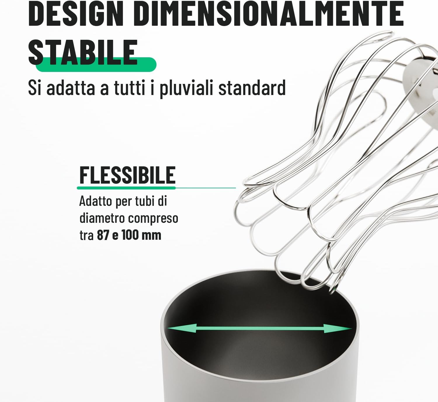 Detalle de Greate – 2x Protezione antifoglia per grondaie zincata regolabile 87–100 mm, filtro per foglie, resistente e facile da installare