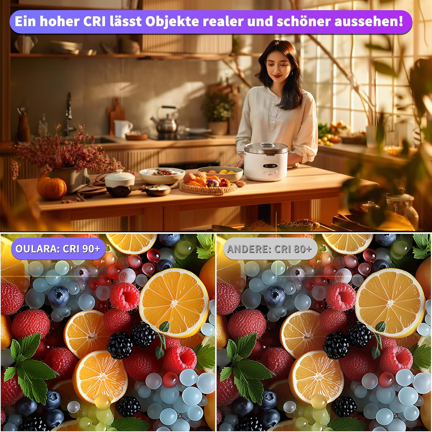 Detalle de OULARA USB COB LED Streifen 5V (4000K, 3 m) dimmbar mit Speicherfunktion – warmweiß/natürliches Weiß
