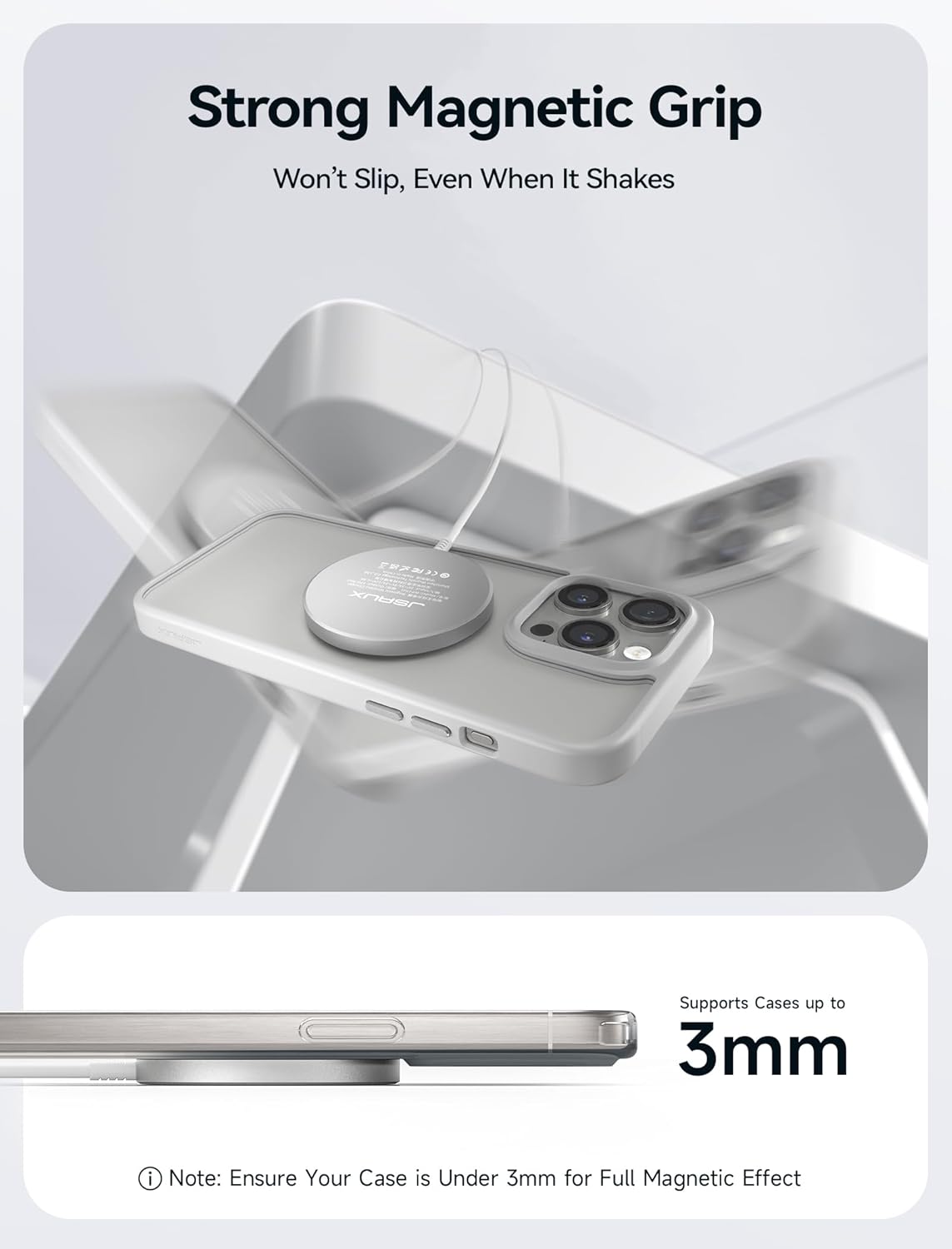 Thumbnail 2 de JSAUX 15W Mag-Safe Ladegerät – magnetisches kabelloses Wireless Charger Pad (iPhone & AirPods, silber)