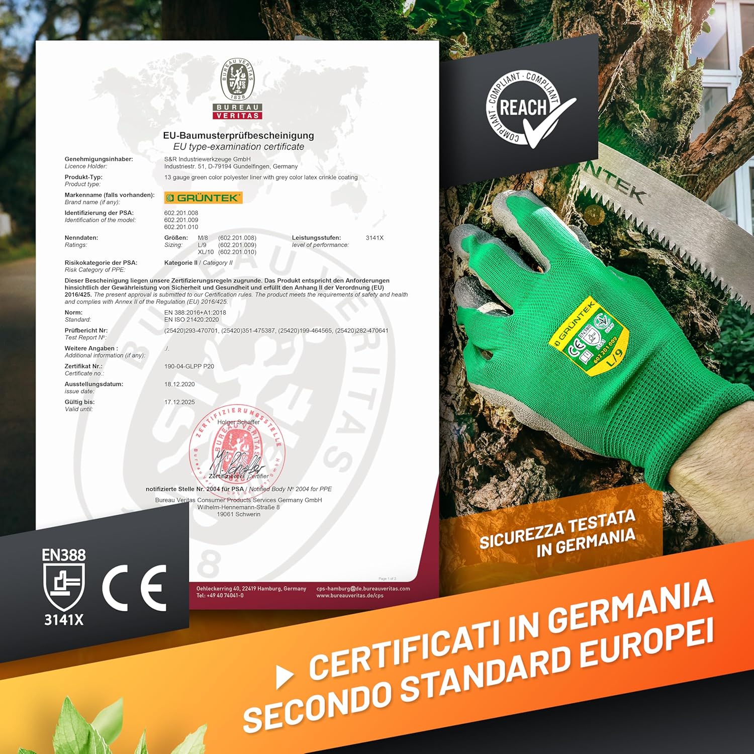 Thumbnail 4 de GRÜNTEK Guanti da Lavoro e Giardinaggio M8 – 5 paia, rivestimento in lattice per una presa sicura