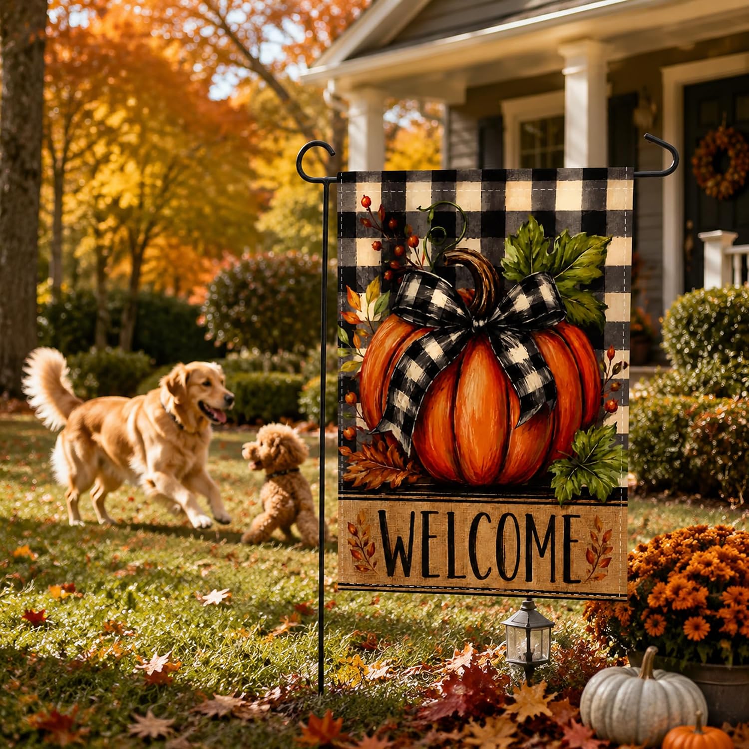 Detalle 2 de Pumpkin Welcome Garden Flag 12 x 18 inches