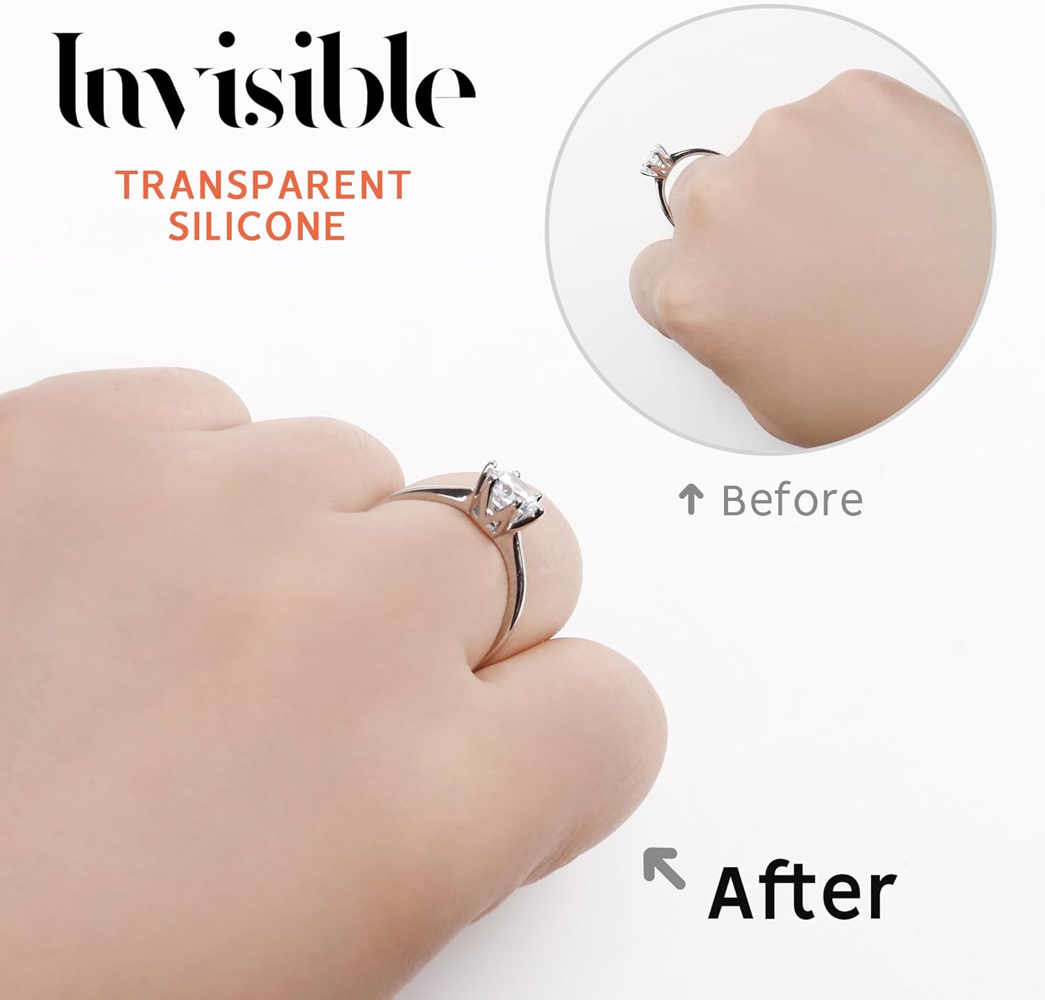 Detalle 2 de Ring Size Adjuster for Loose Rings – 12 Pack (4 Sizes) Transparent Silicone Guards