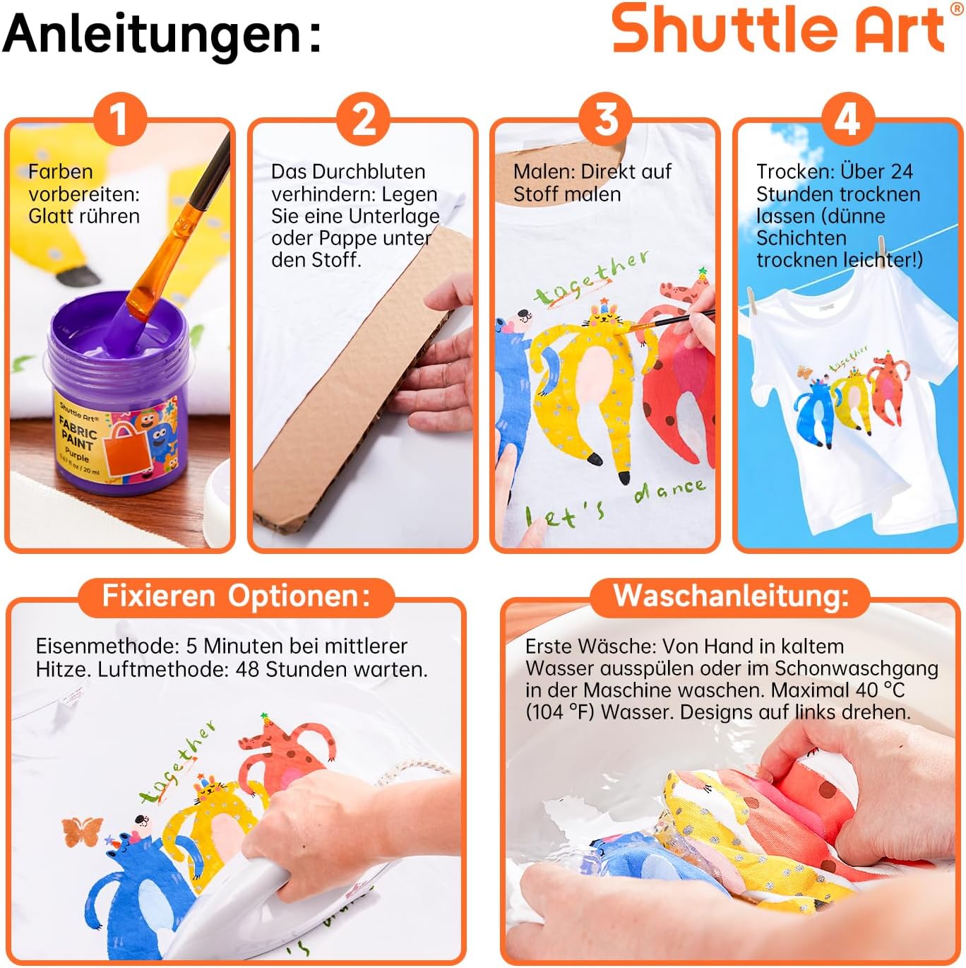 Thumbnail 5 de Shuttle Art Textilfarben 18 Farben Set 🎨