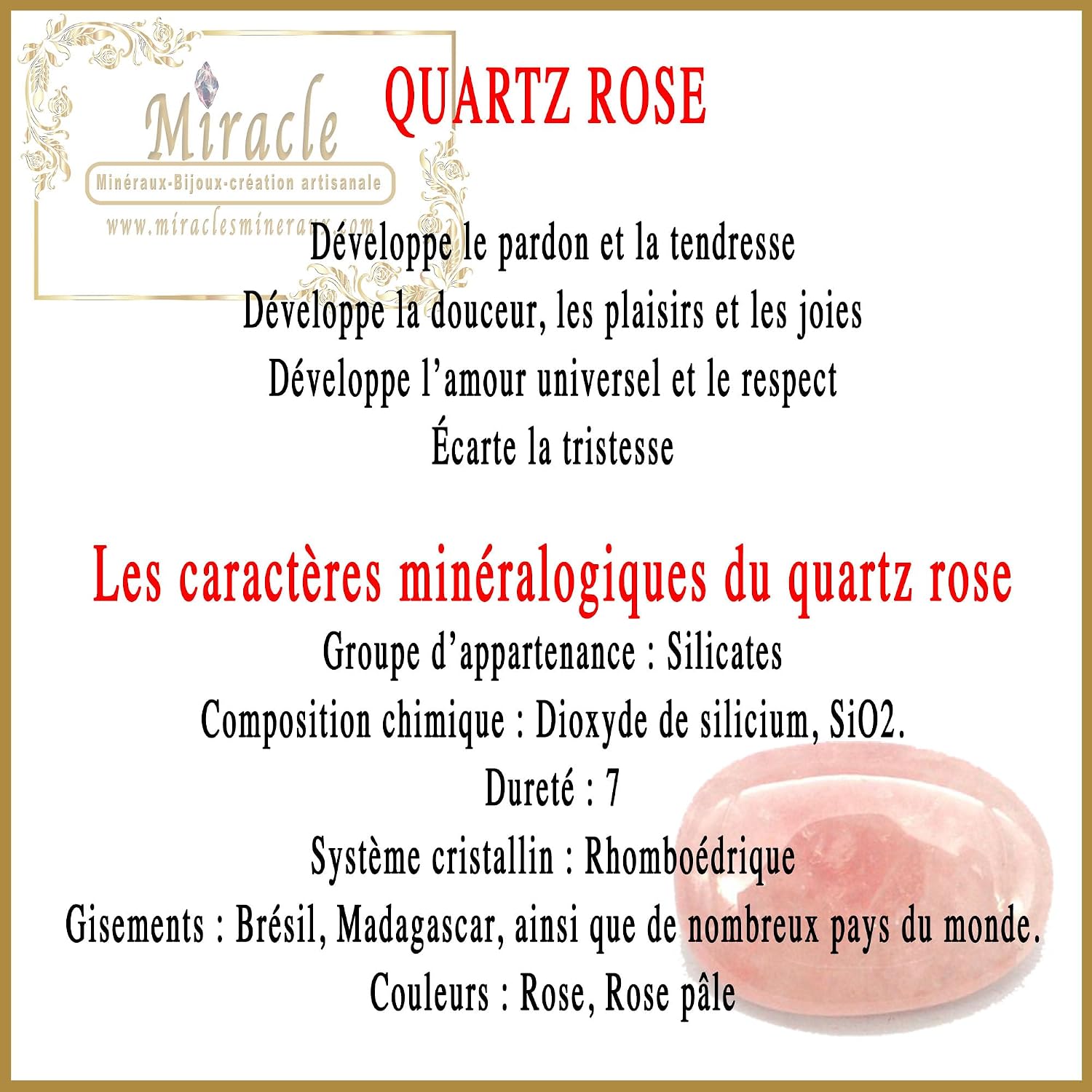 Thumbnail 2 de Miracles Minéraux Bijoux Cheveux Barrette Quartz Rose