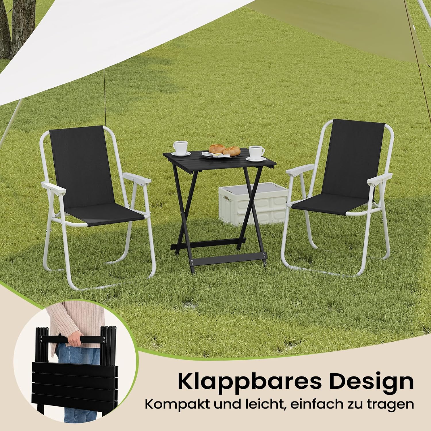 Thumbnail 3 de WOLTU klappbarer Campingtisch aus Aluminium (50,5 × 59,5 × 47 cm) in Schwarz