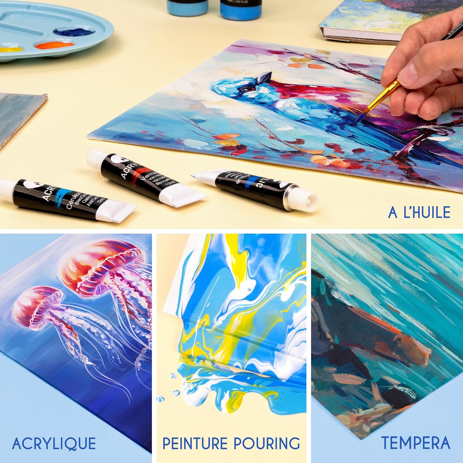Thumbnail 4 de Zenacolor Toiles à Peindre Set de 9 Canvas Coton