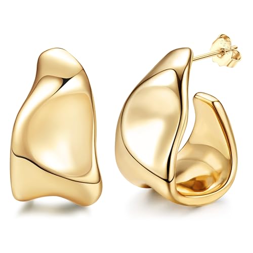 Detalle de Adramata Ohrringe Gold Damen Ohrringe Silber 925 Chunky Creolen