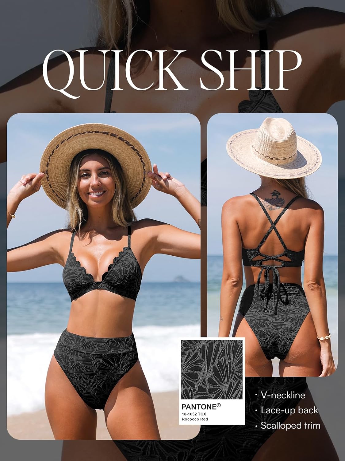 Detalle 1 de CUPSHE Bikini Set Taille Haute Croisé