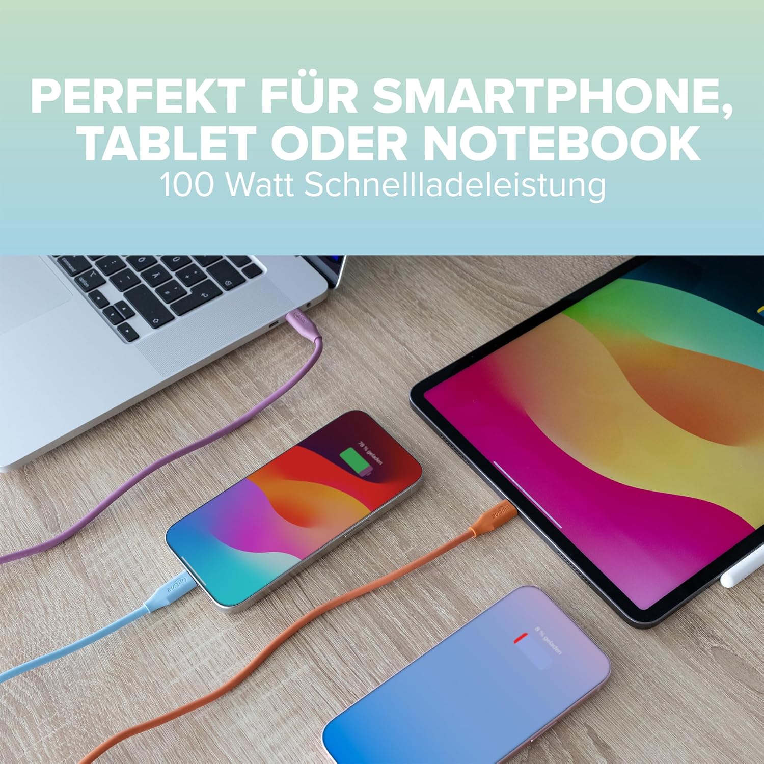 Thumbnail 4 de InLine Colour your Charge USB‑C Kabel 100W (PD) – Silikon, beidseitig USB‑C, 2 m, Wild Berry (35892P)