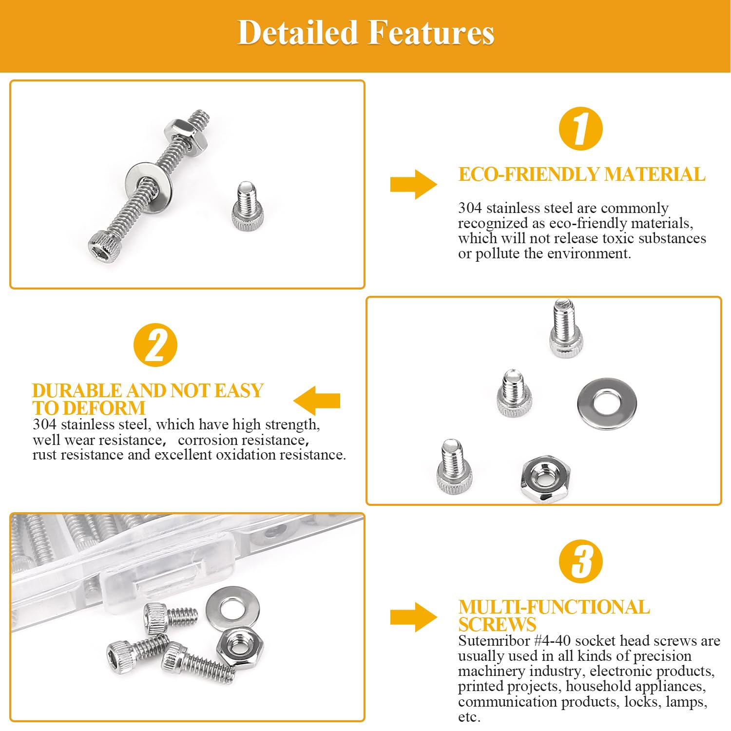Detalle de Sutemribor Hex Socket Screw Kit, #4-40