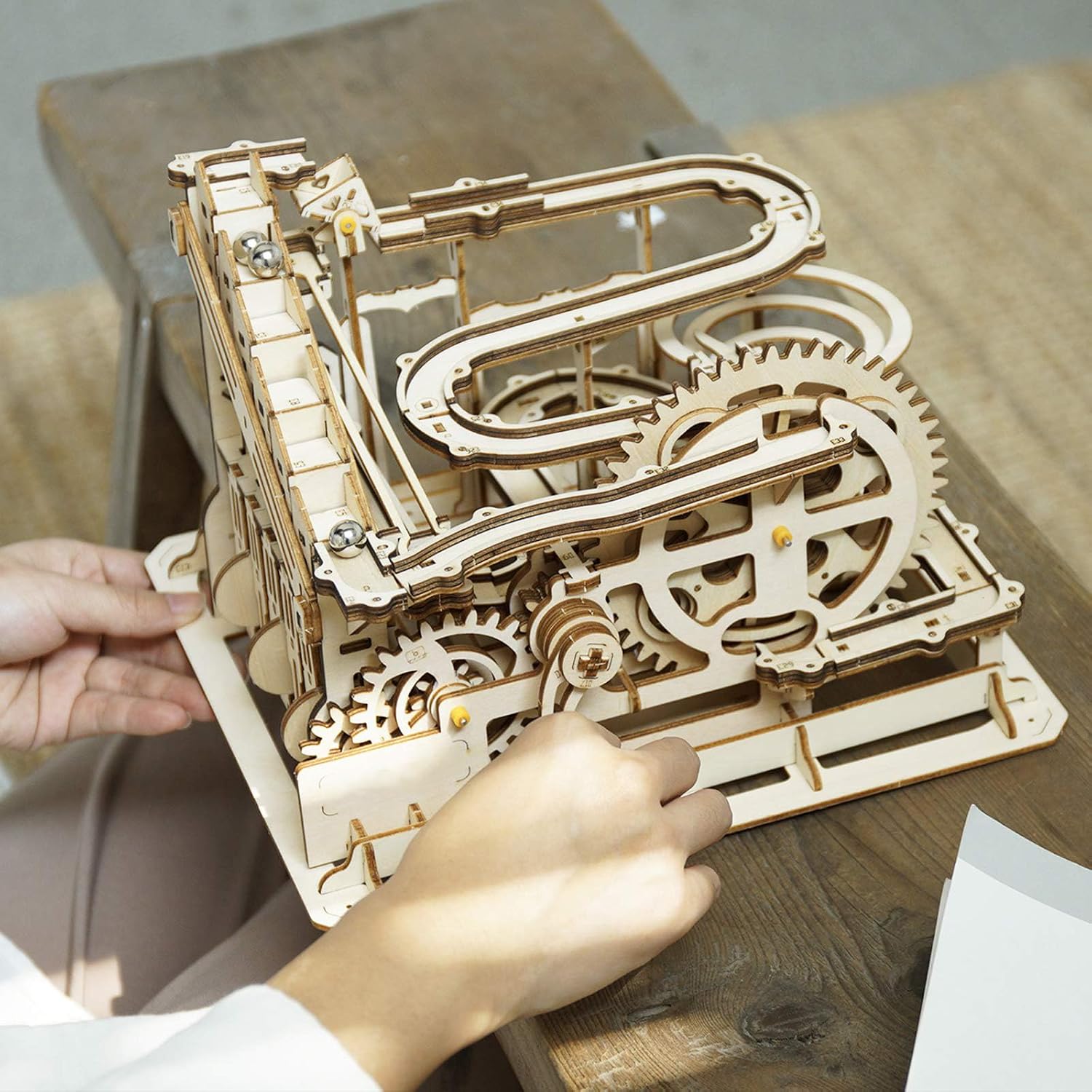 Thumbnail 3 de ROKR Waterwheel Coaster puzzle 3D in legno tagliato a laser con meccanismo a biglie (kit fai-da-te)