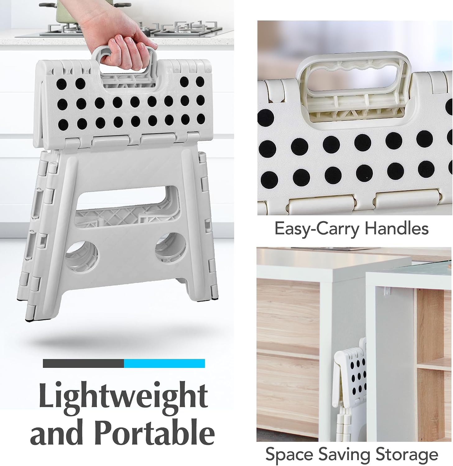 Thumbnail 5 de Handy Laundry Folding Lightweight Step Stool (White, 13 inch) — 300 lb capacity, gripped surface, easy one-flip open
