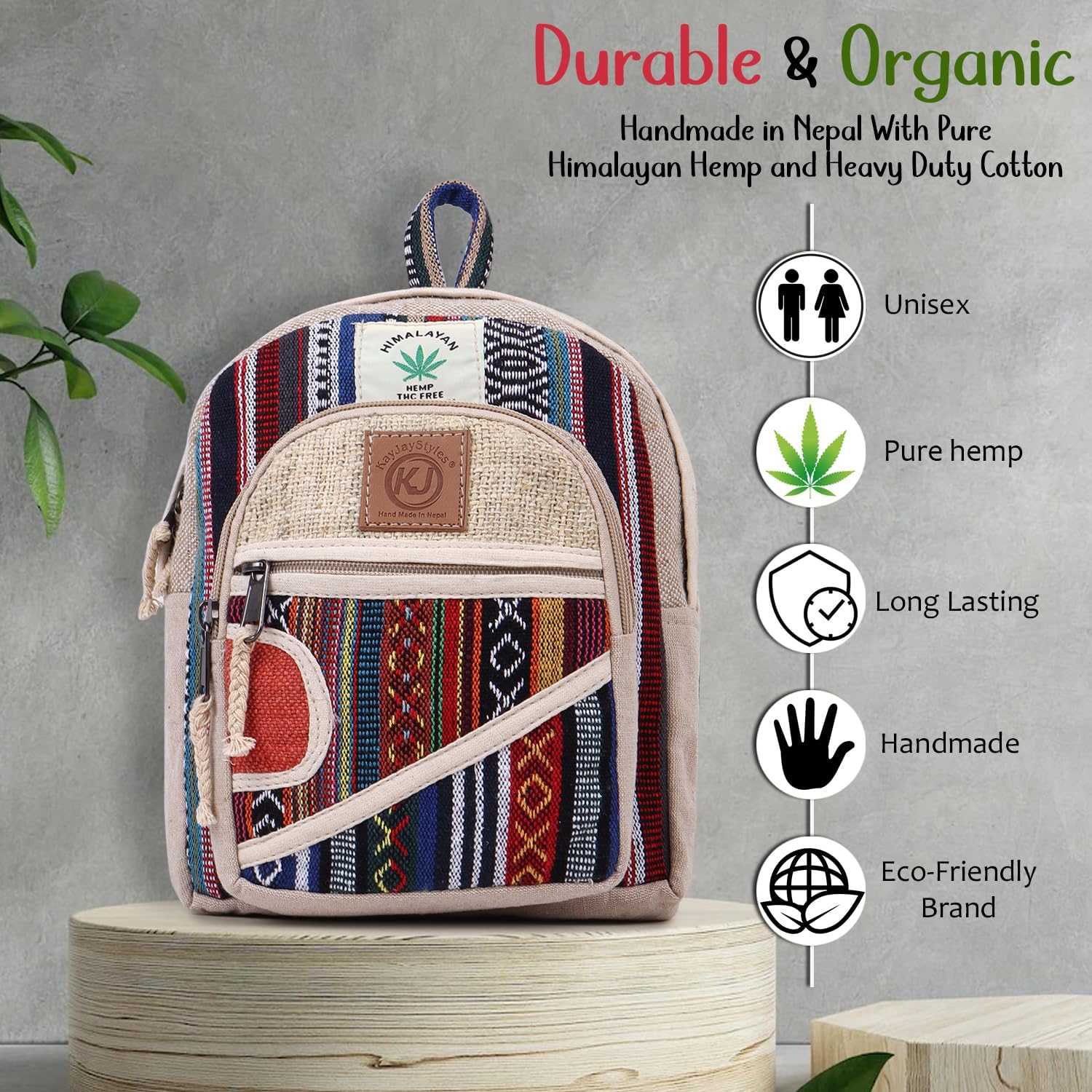 Detalle 2 de KayJayStyles Hemp Mini Backpack