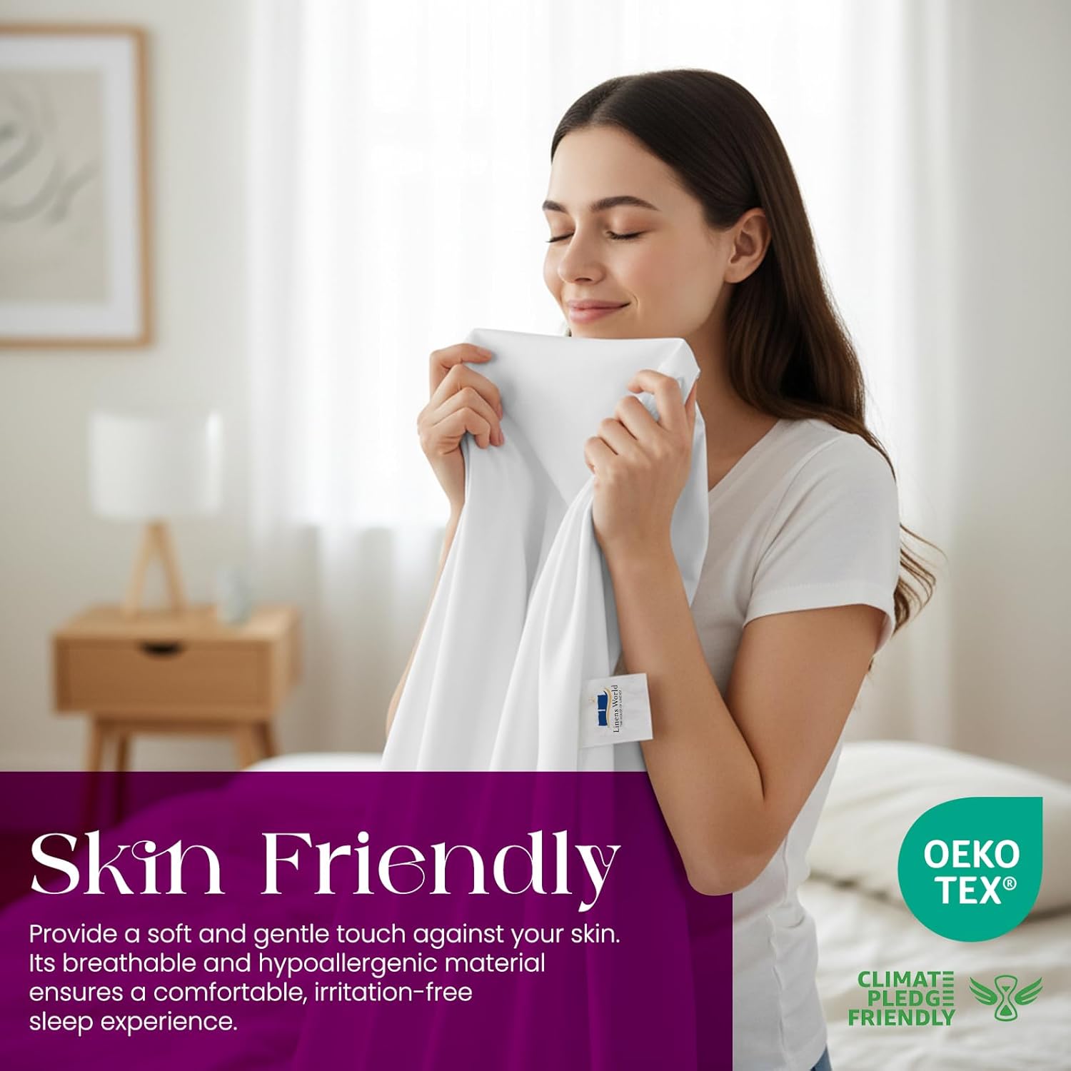 Thumbnail 4 de Linens World Egyptian Cotton Fitted Sheet (King Size) – 30cm Deep Pocket, Anti-wrinkle, Breathable