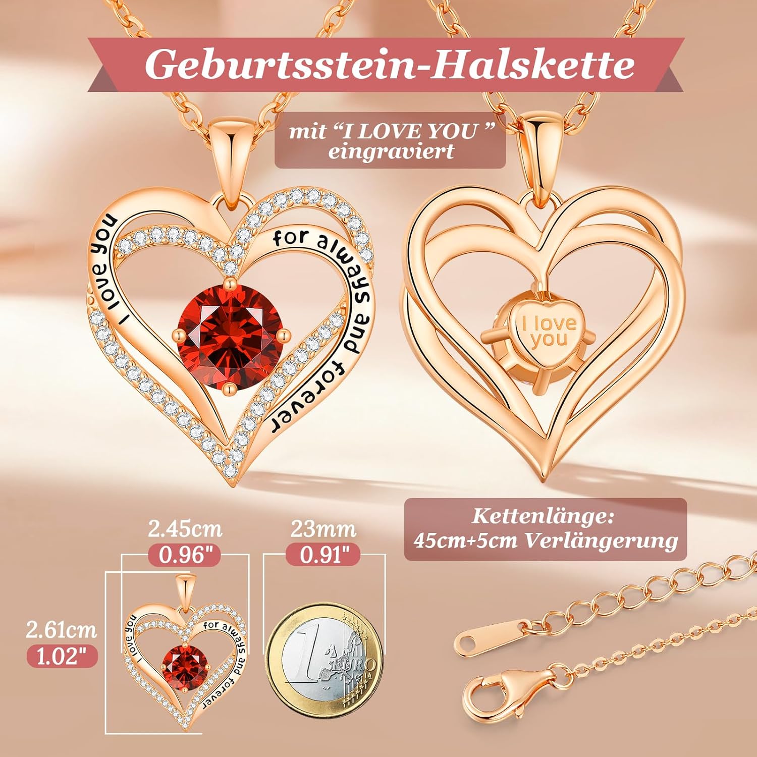 Detalle 1 de Herz-Halskette 45 cm CDE