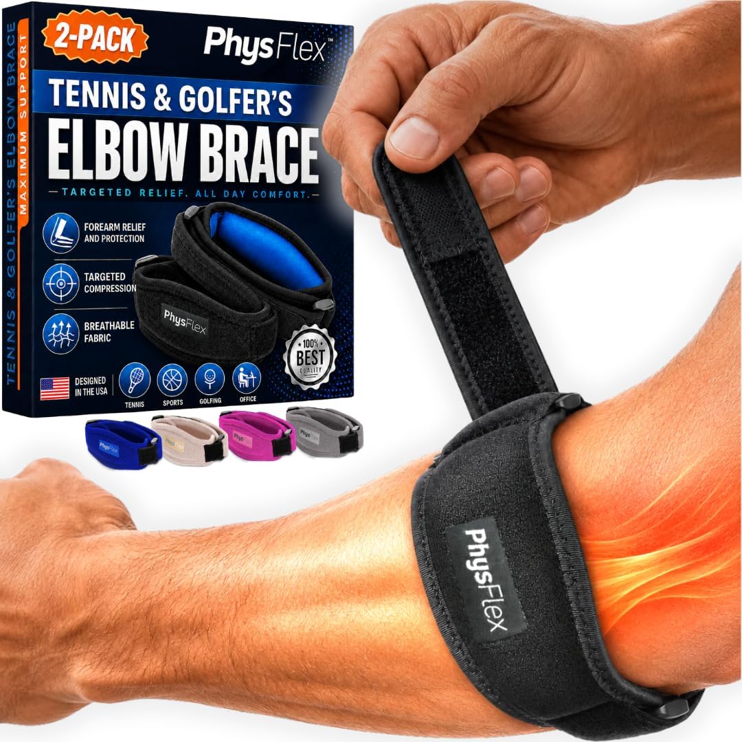 Detalle de PhysFlex 2-Pack Adjustable Elbow Brace with EVA Compression Pad
