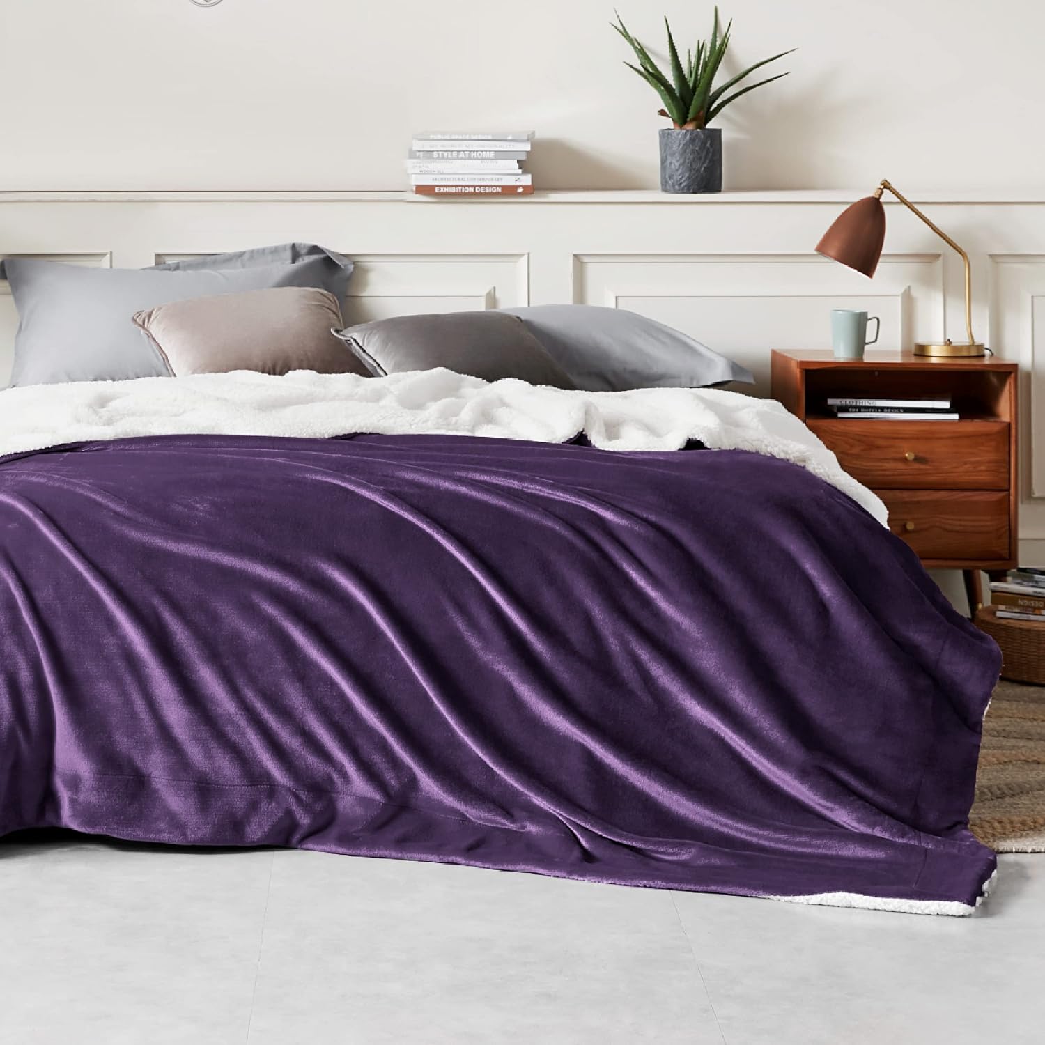 Detalle de BEDSURE Kuscheldecke 230×270 cm, Wohndecke, violett 🛋