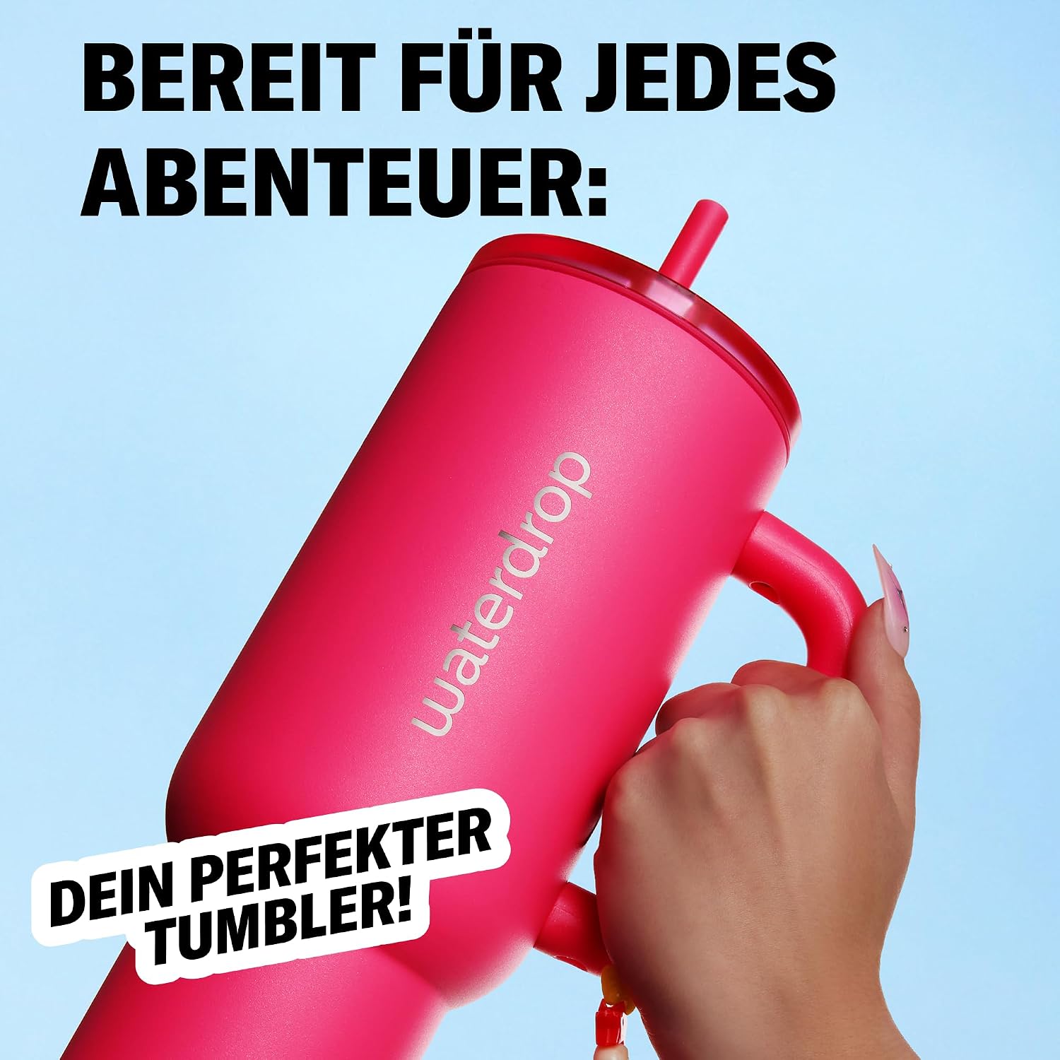 Thumbnail 1 de waterdrop® Thermobecher mit Strohhalm 1,1L – Auslaufsichere, isolierte Edelstahlflasche mit Deckel
