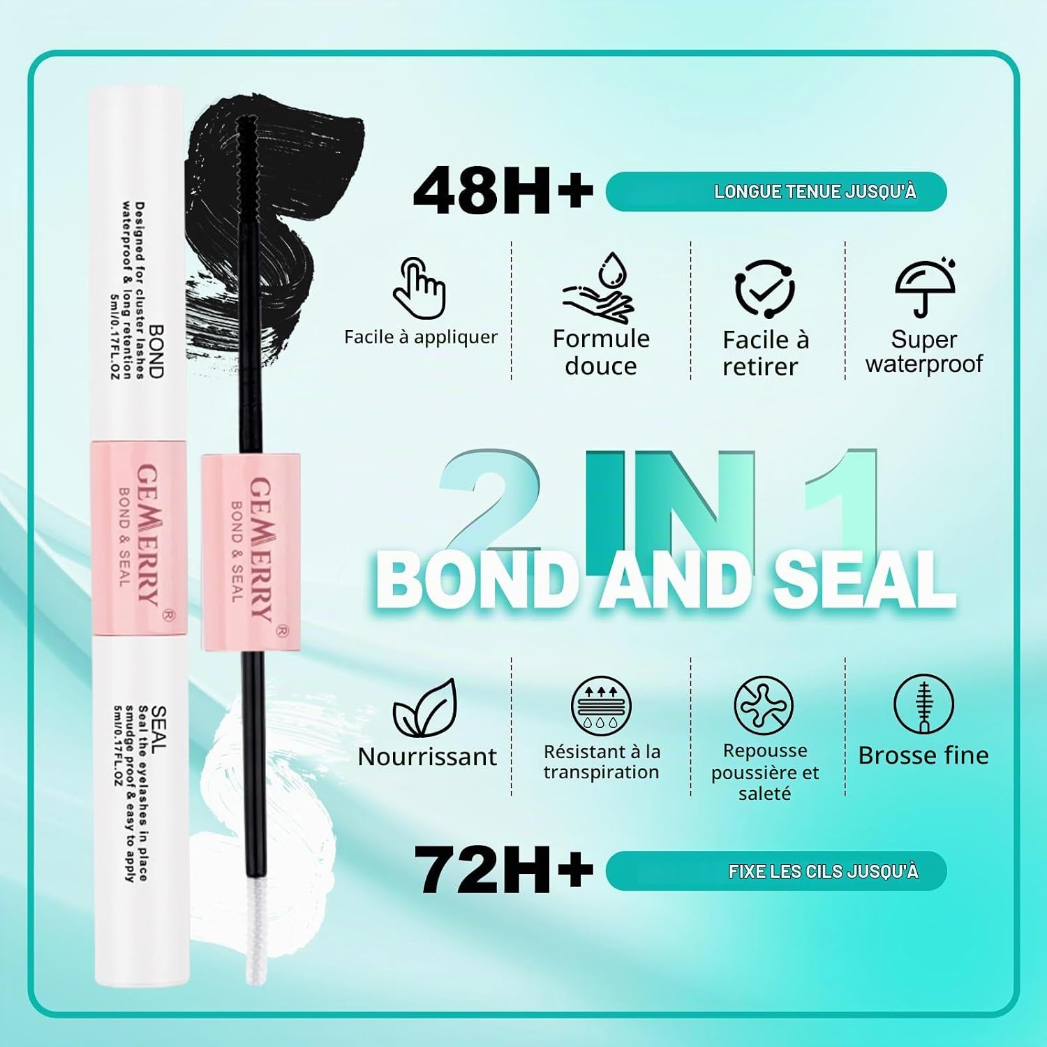 Detalle de GEMERRY Ciglia Finte Ciuffetti Kit wimperclusterkit 40D+50D+60D, 8-16 mm