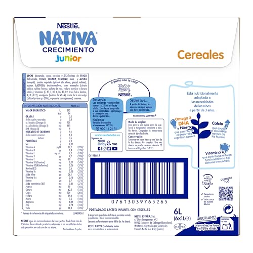 Thumbnail 2 de NESTLÉ NATIVA Crecimiento JUNIOR - Leche y Cereales 1L 🥛