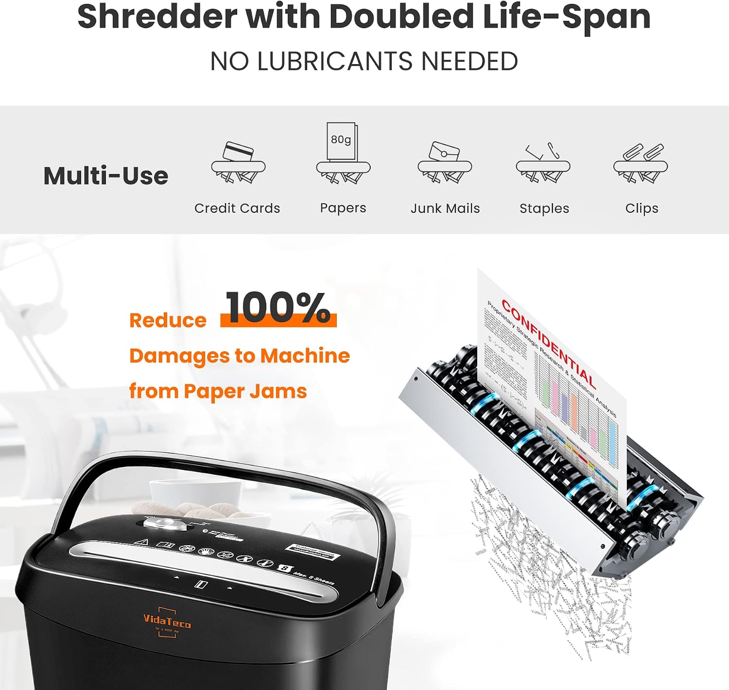 Detalle de VidaTeco Cross-Cut 8-Sheet Shredder