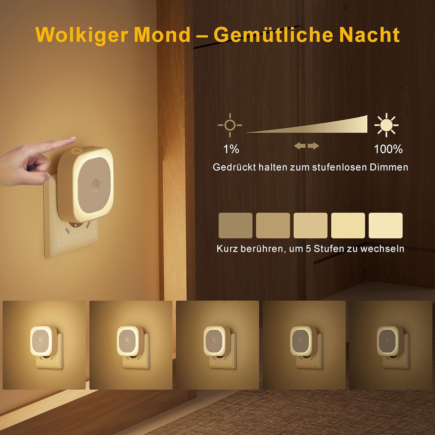 Thumbnail 3 de YUNLEX Nachtlicht Steckdose 2er-Set mit Bewegungs- und Dämmerungssensoren