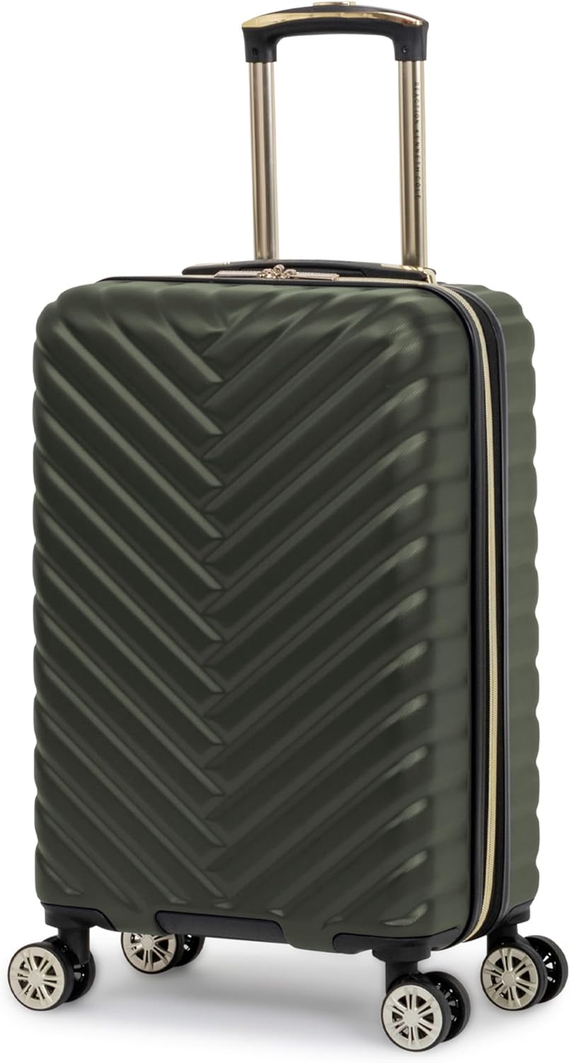 Detalle 2 de Kenneth Cole REACTION Madison Square Lightweight Hardside Chevron Expandable Spinner Luggage Olive 2-Piece (20" Carry On + Sophie Backpack)