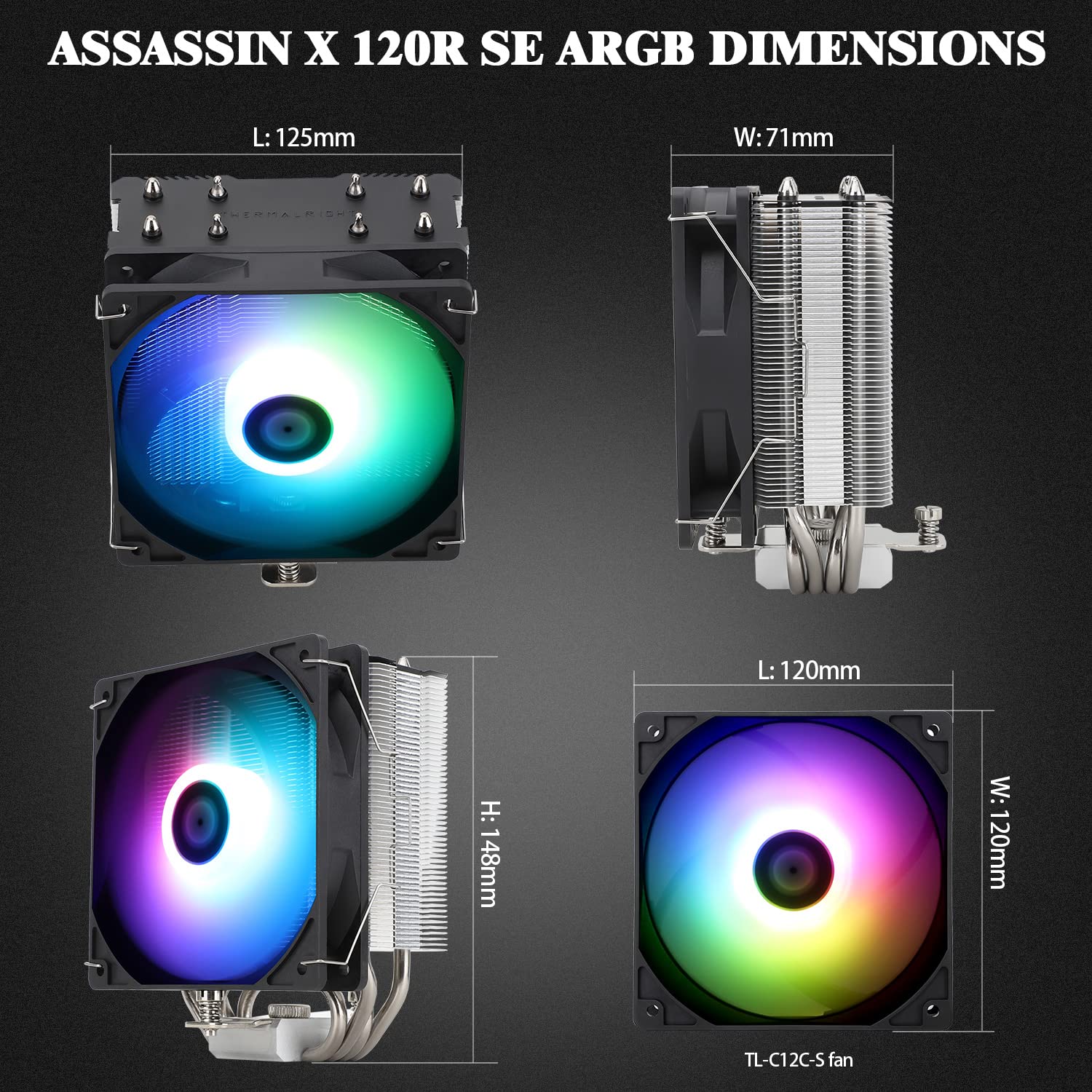 Thumbnail 5 de Thermalright AssassinX120 SE ARGB CPU-luchtkoeler met 4 heatpipes en PWM-ventilator