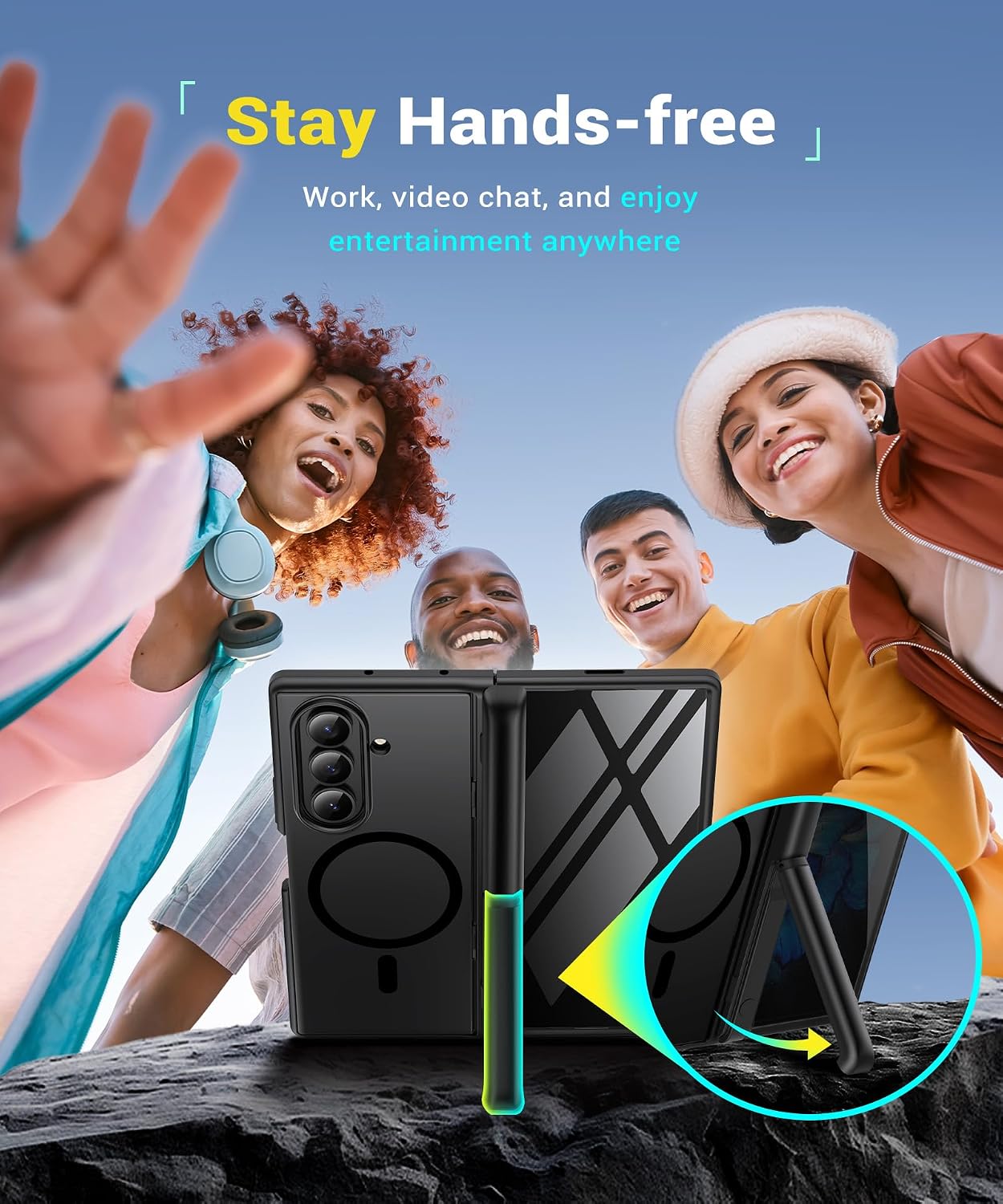 Thumbnail 5 de BERFY Samsung Galaxy Z Fold 7 privacy case with 2 kickstands