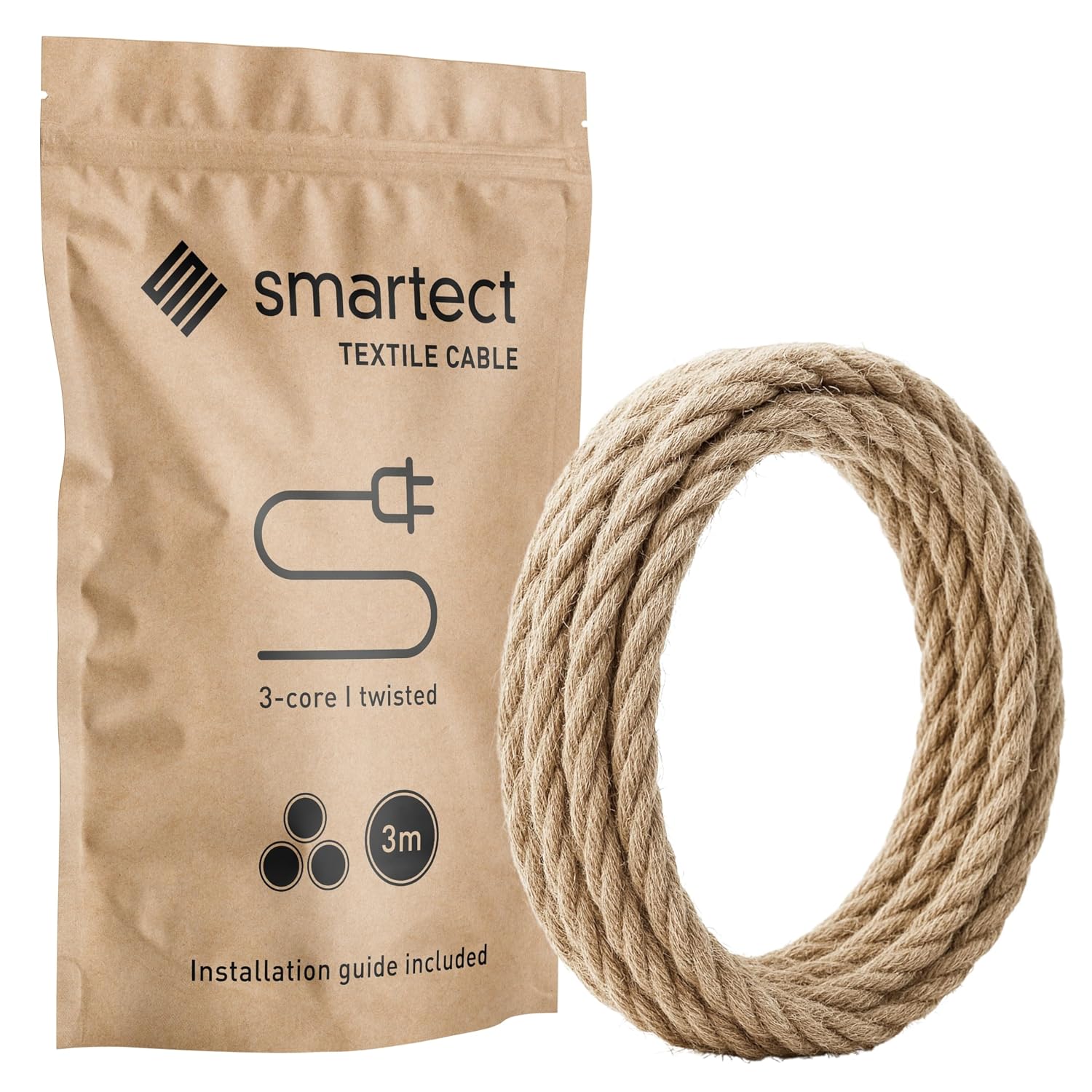 Detalle de smartect Cavo Elettrico Tessile Juta 3 m 📏