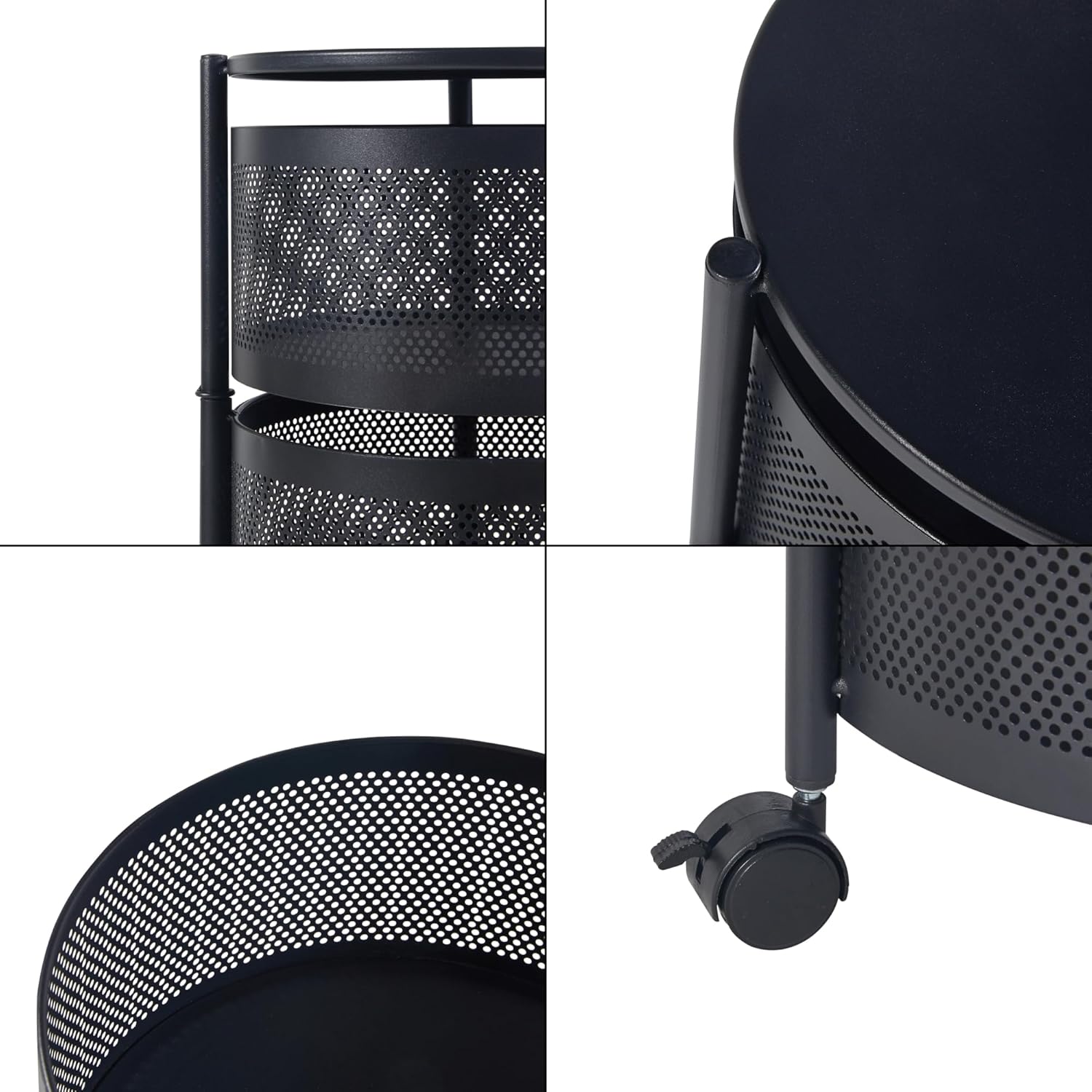 Thumbnail 6 de [en.casa] Chariot de service 5 niveaux en acier noir avec paniers dépliables (90 x 33 cm)