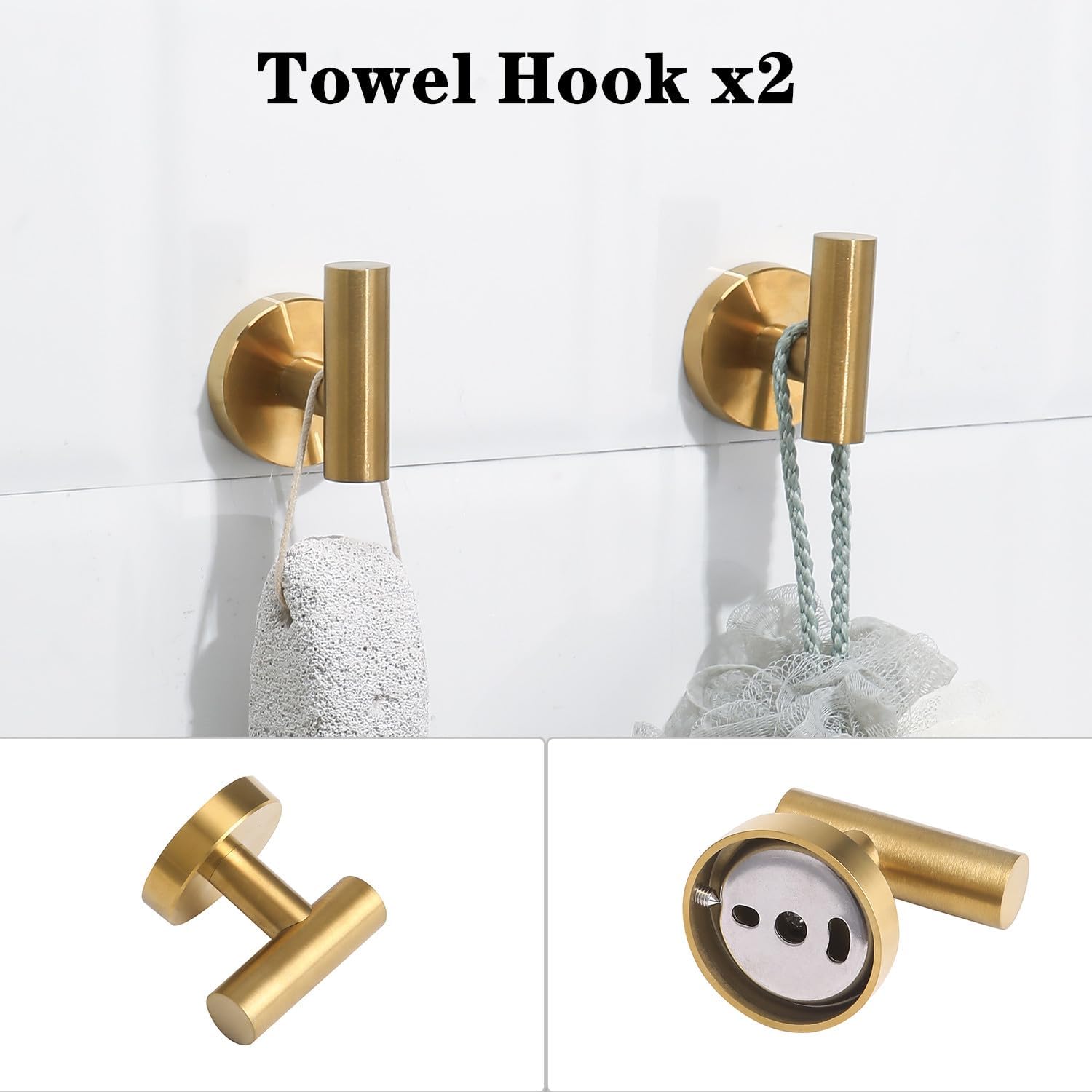 Detalle 2 de Ntipox YM0423 5-Piece Brushed Gold Bathroom Hardware Set with 23.6-Inch Towel Bar
