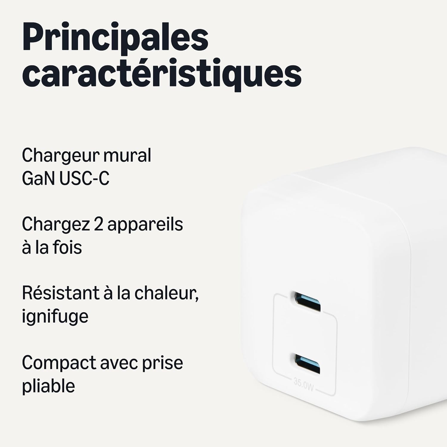 Thumbnail 1 de Amazon Basics Chargeur mural USB C Nano GaN 35W