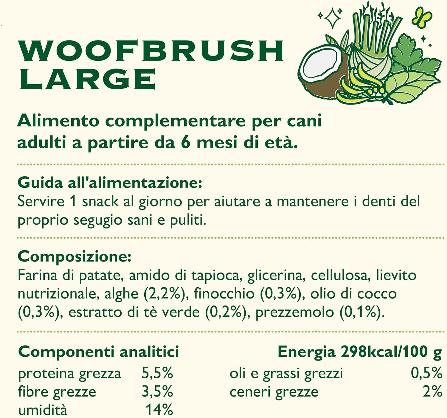 Detalle 2 de Lily's Kitchen Woofbrush Grand bâtonnet dentaire à mâcher pour chiens adultes – 7 x 47 g