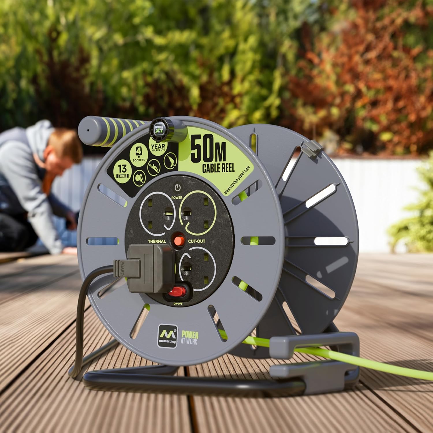 Thumbnail 4 de Masterplug Pro-XT OLU50134SL-PX Four Socket Open Cable Reel with Winding Handle