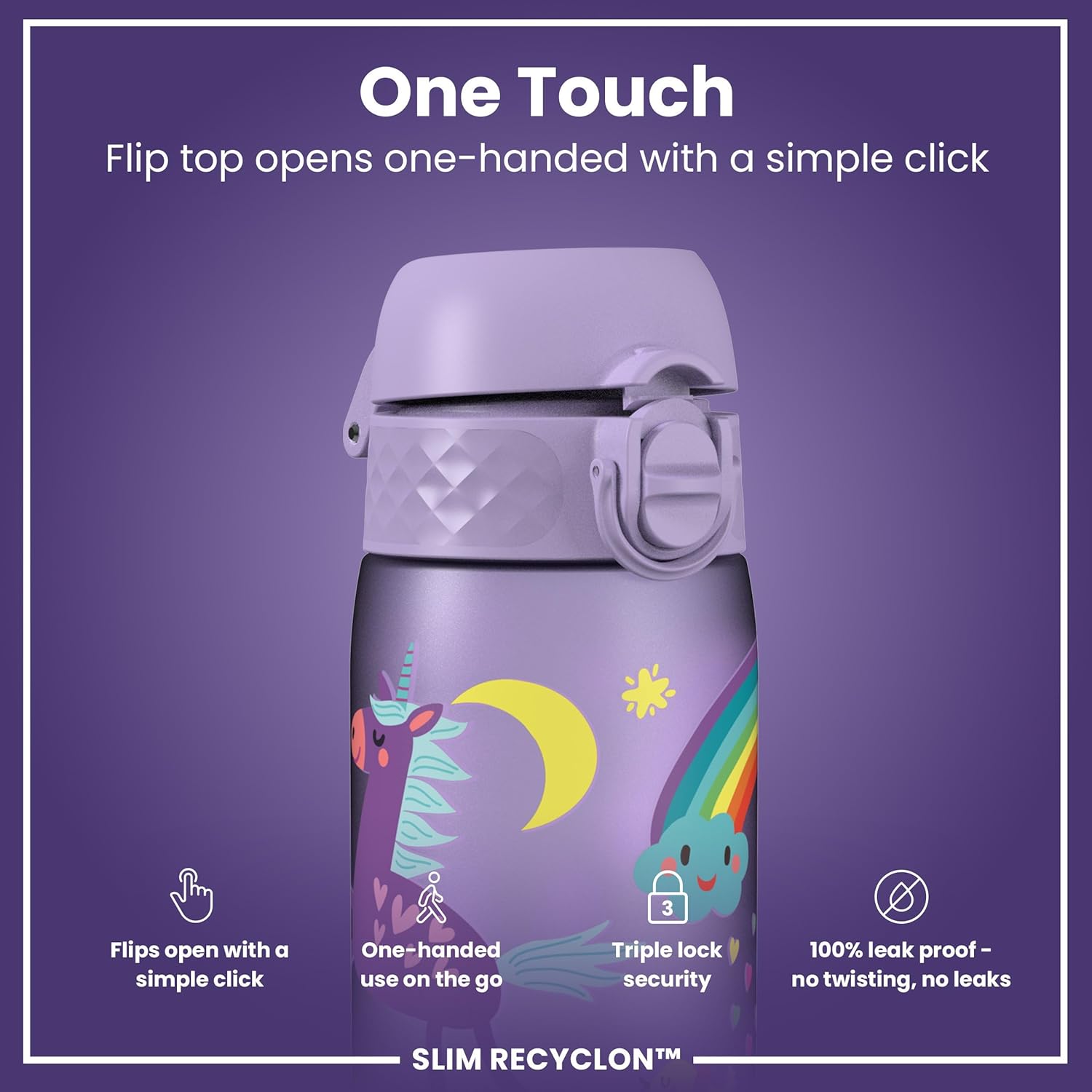 Thumbnail 2 de Ion8 Water Bottle 500ml/18oz Unicorn Edition: Slim, Leak-Proof, BPA-Free