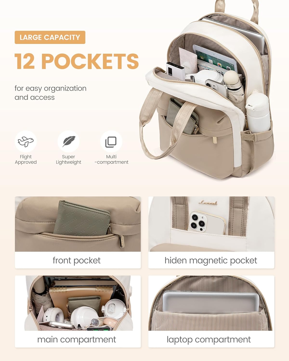Thumbnail 2 de LOVEVOOK Women's 15.6 Inch Laptop Backpack: Stylish, Durable & Travel-Ready