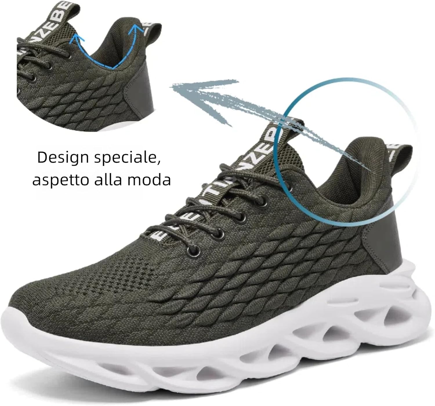 Detalle 2 de TIANZEBEN Herren Sneaker Turnschuhe für Fitness, Lauf- & Walkingsport – atmungsaktiv und leicht