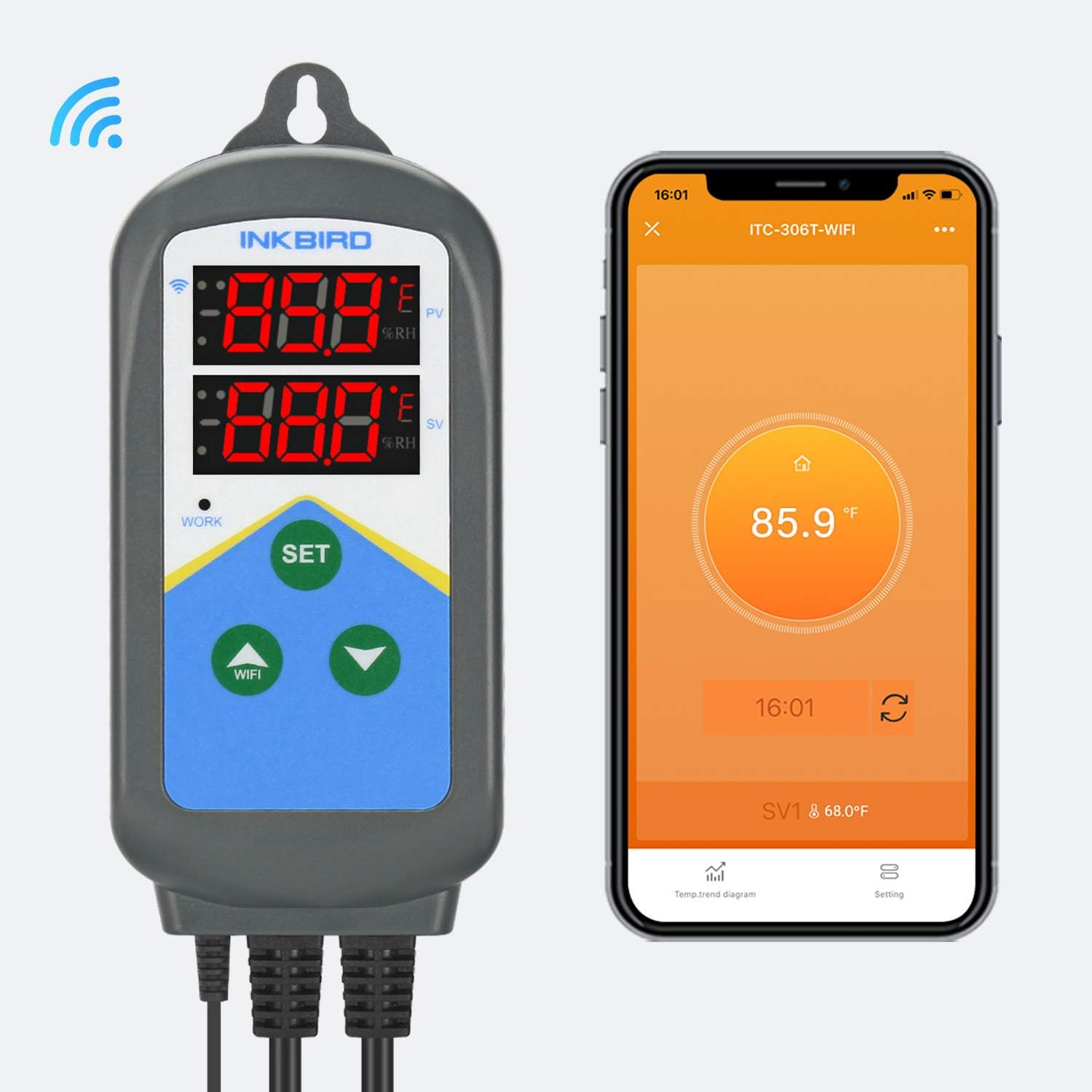 Thumbnail 6 de Inkbird Digital WiFi Aquarium Thermostat ITC-306T-WiFi: Dual Temp Control with Wireless Alarm