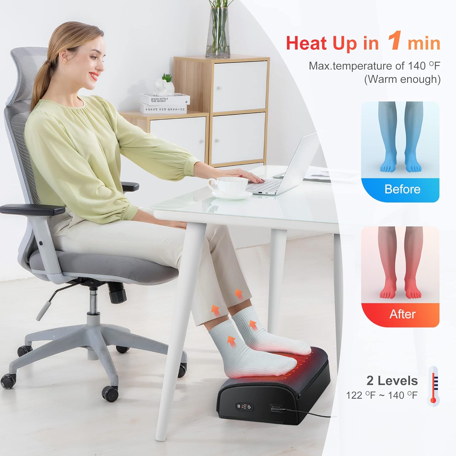 Thumbnail 4 de COMFIER heated foot rest with under-desk support for home office and gaming desks