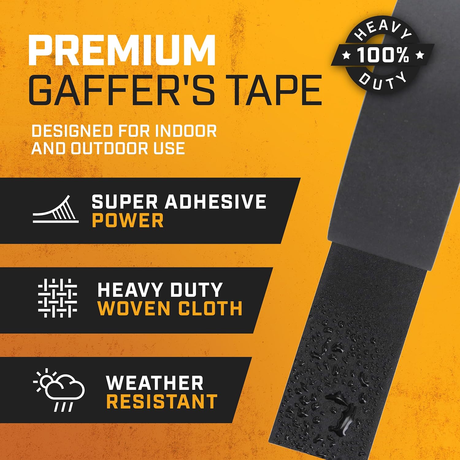 Detalle 2 de Lockport Gaffers Tape, 2-Inch Black Matte Tape, 30 Yards, 4-Pack