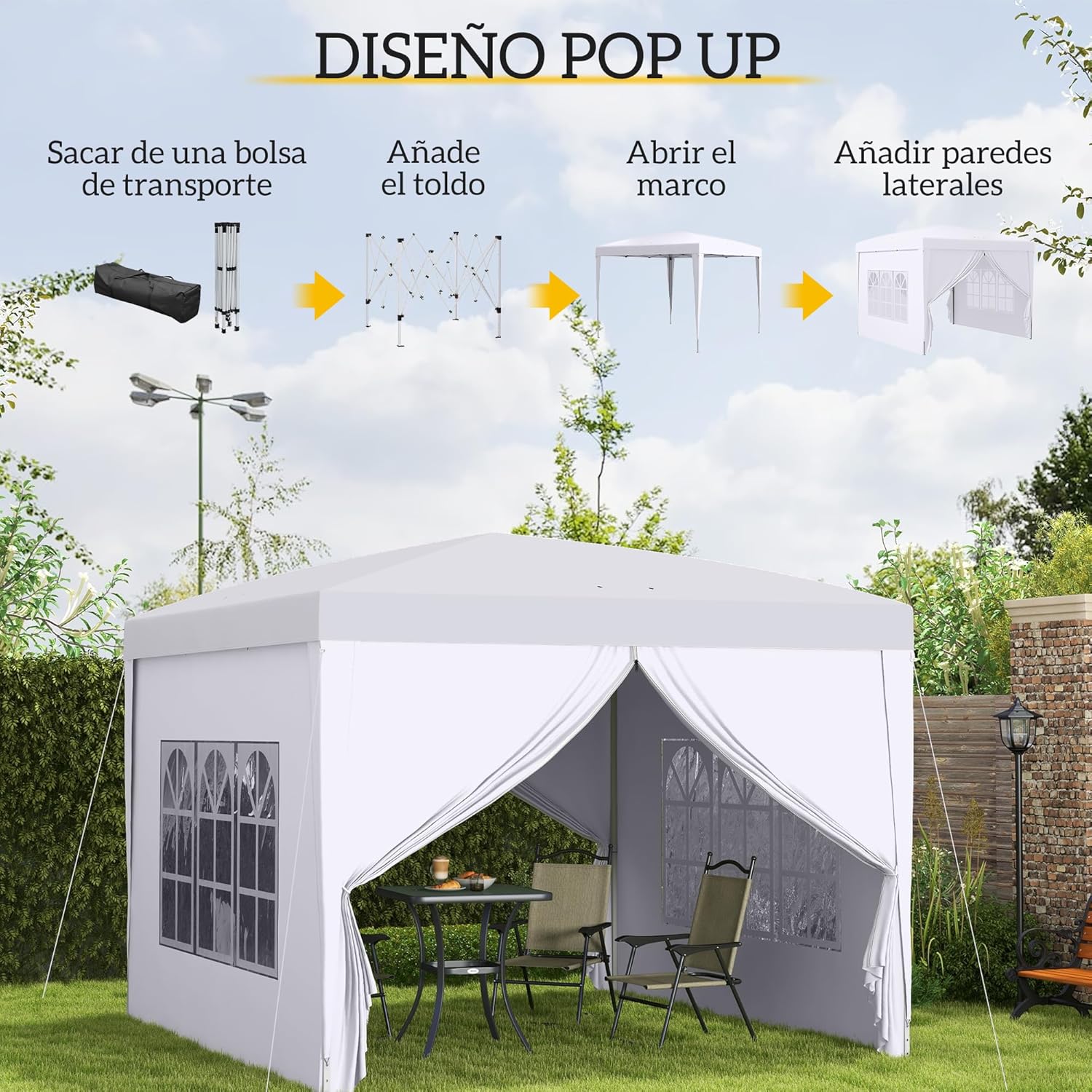 Detalle 1 de Outsunny Carpa 3x3 m carpa plegable