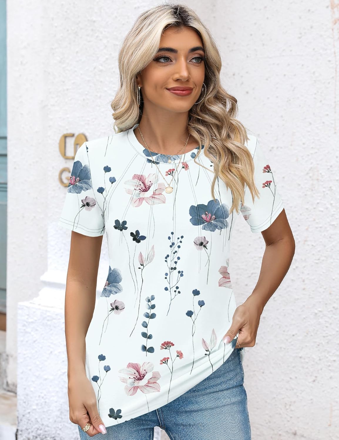 Thumbnail 2 de Rapbin Womens Casual Short Sleeve T-Shirts with Pleated Front Tunic