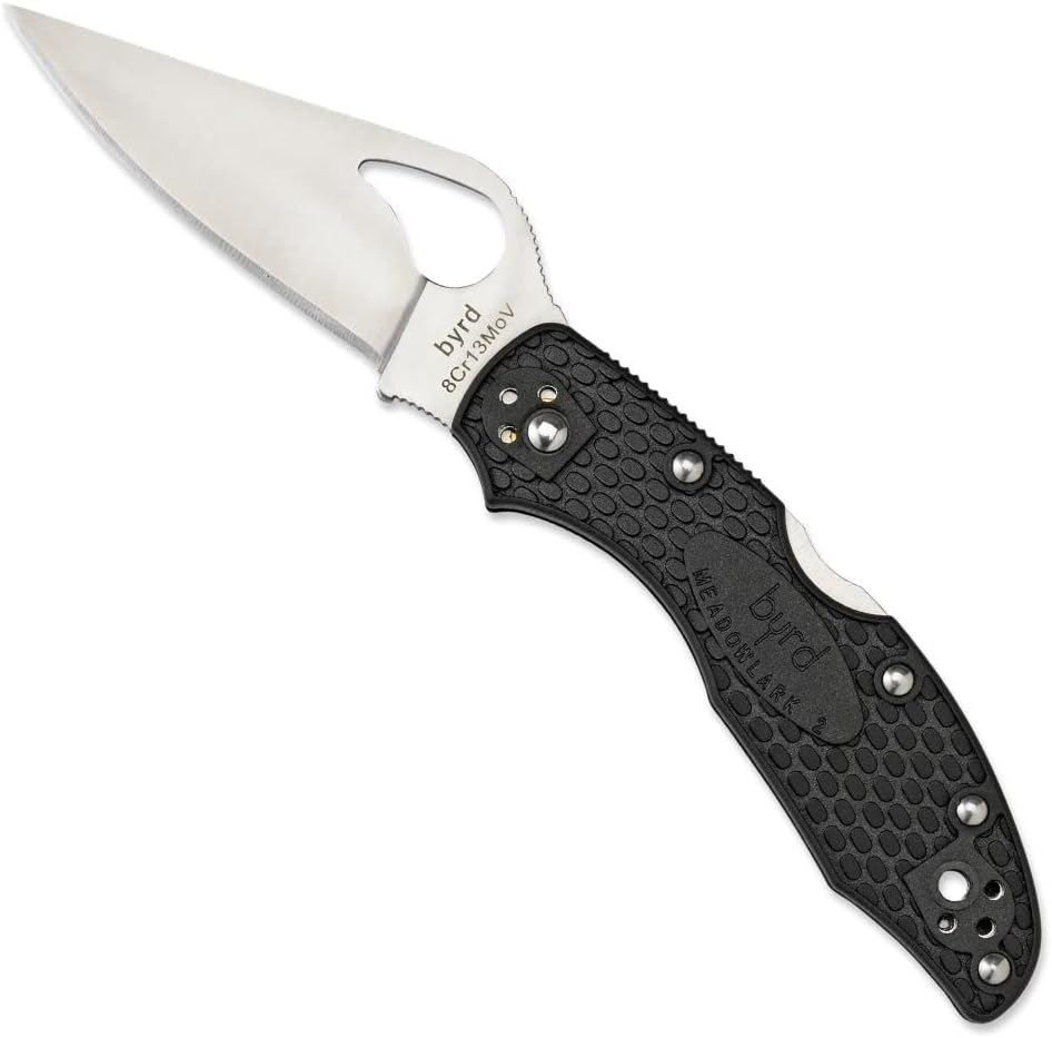 Detalle de Spyderco Byrd Meadowlark 2 BY04PBK2 vouwmes met glad lemmet