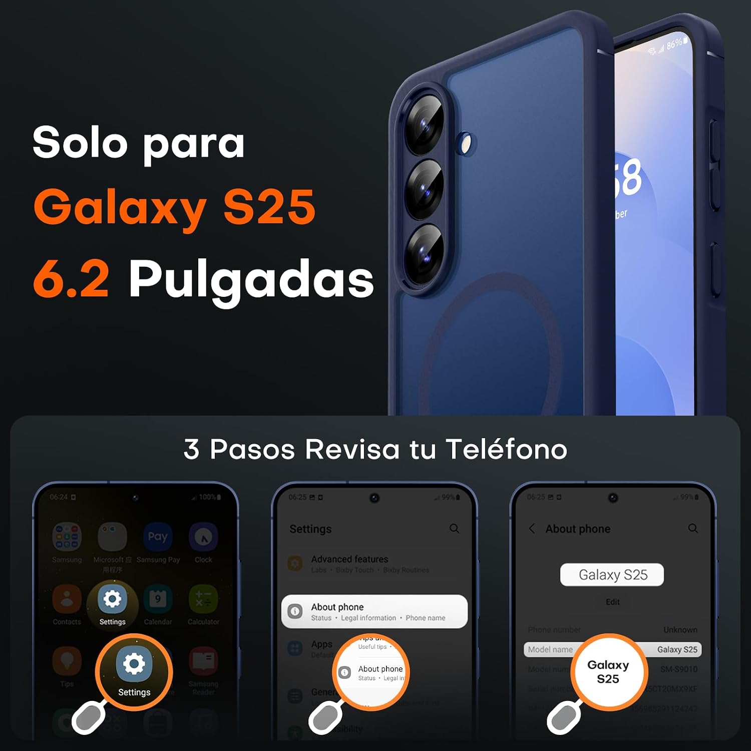 Thumbnail 1 de TOCOL Funda Galaxy S25 Magnética Azul Marino